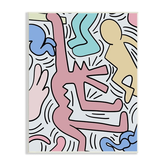Stupell Industries Pop Style Pastel People Squiggle Lines Design Wood Wall Art, 13 x 19, Design by Ros Ruseva
