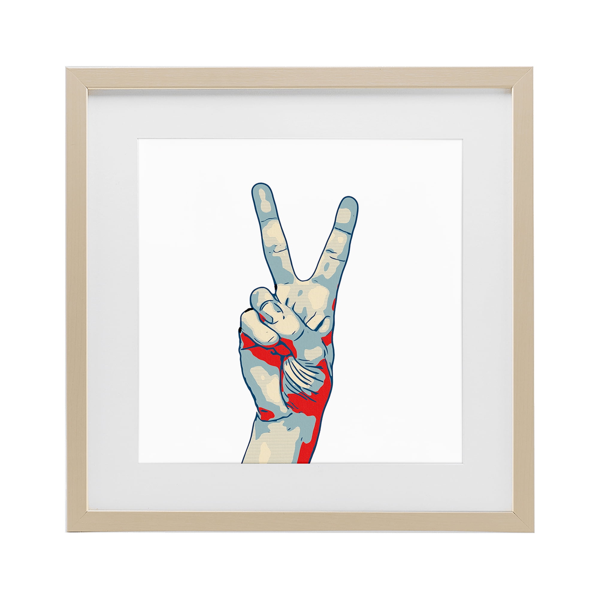 Stupell Industries Pop Style Peace Gesture Birch Framed Print Under Glass, design by Kim Curinga