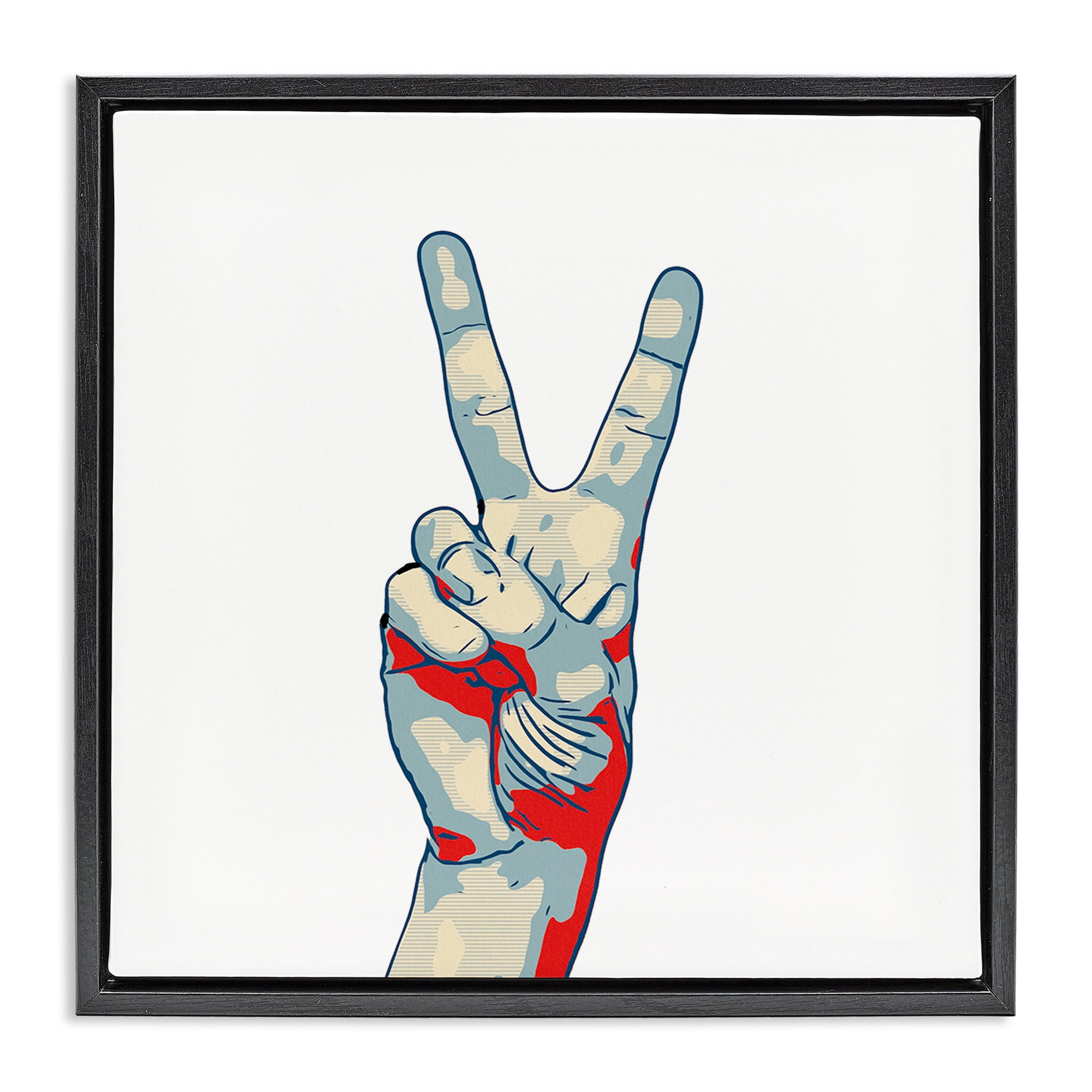 Stupell Industries Pop Style Peace Gesture Black Framed Floater Canvas Wall Art, design by Kim Curinga