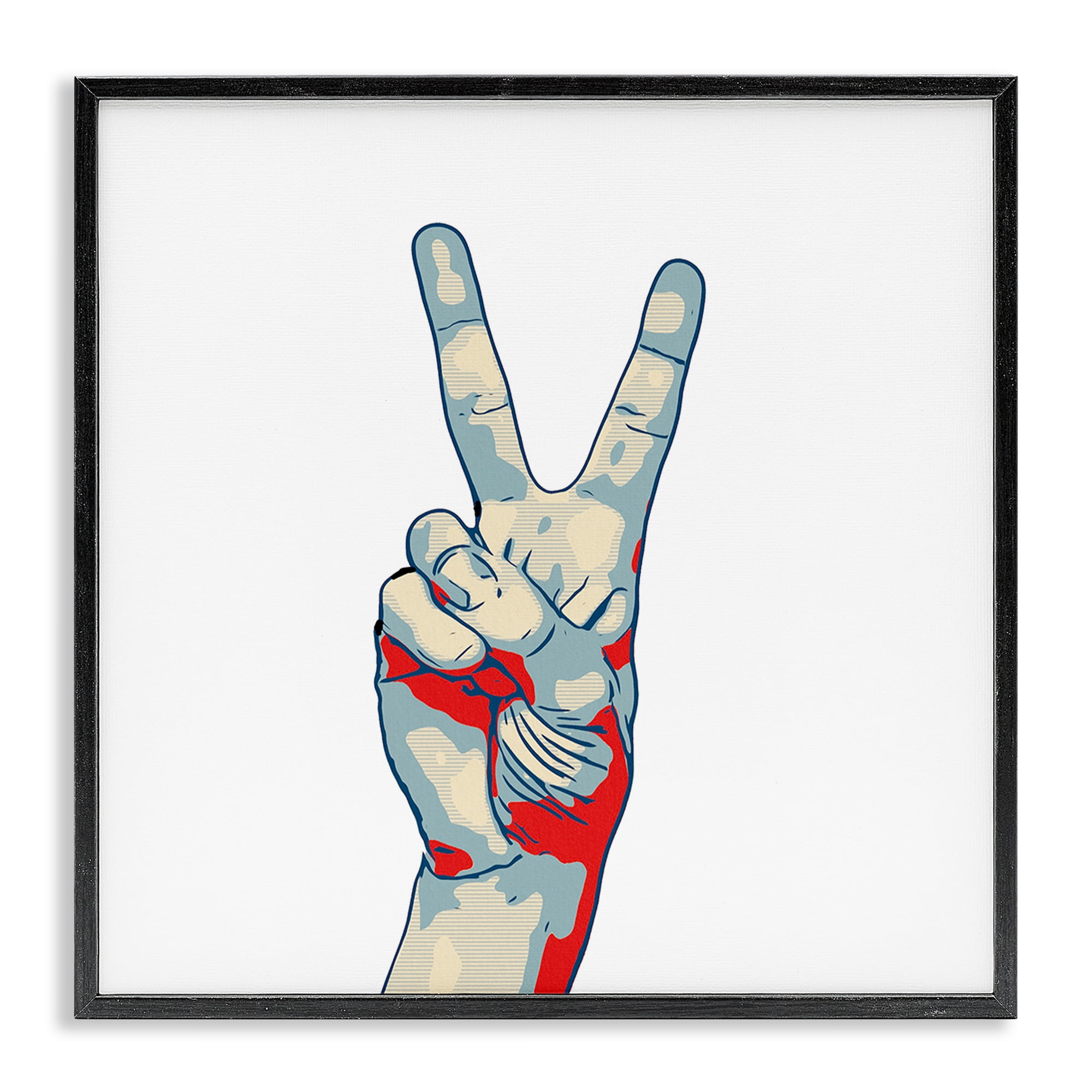 Stupell Industries Pop Style Peace Gesture Black Framed Giclee Art, design by Kim Curinga