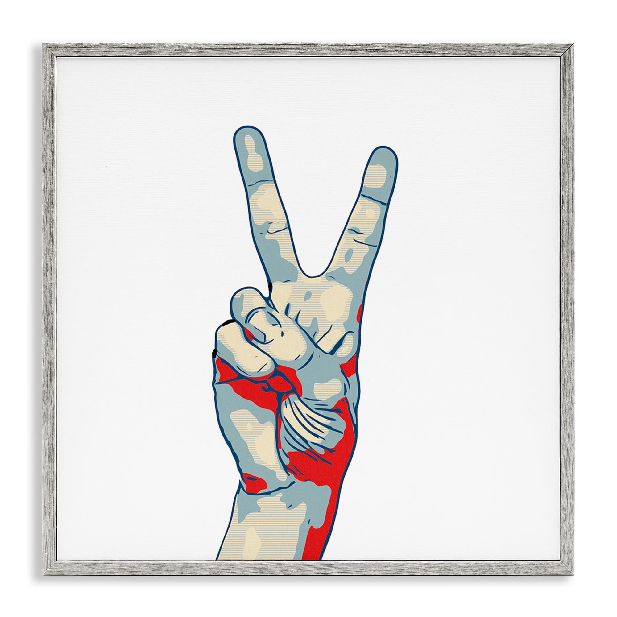 Stupell Industries Pop Style Peace Gesture Gray Framed Giclee Art, design by Kim Curinga
