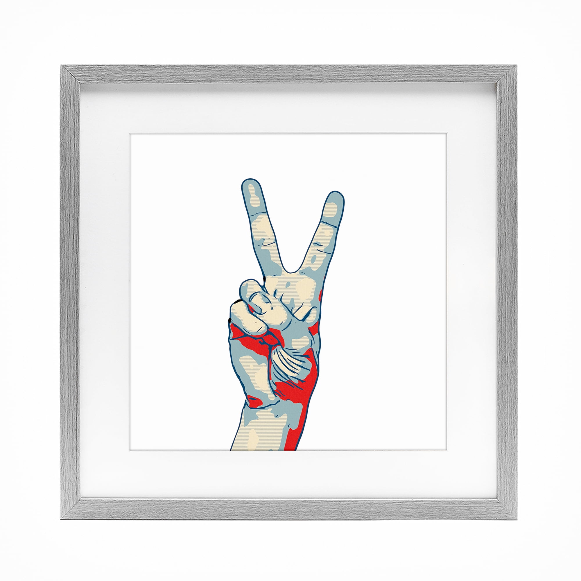 Stupell Industries Pop Style Peace Gesture Gray Framed Print Under Glass, design by Kim Curinga