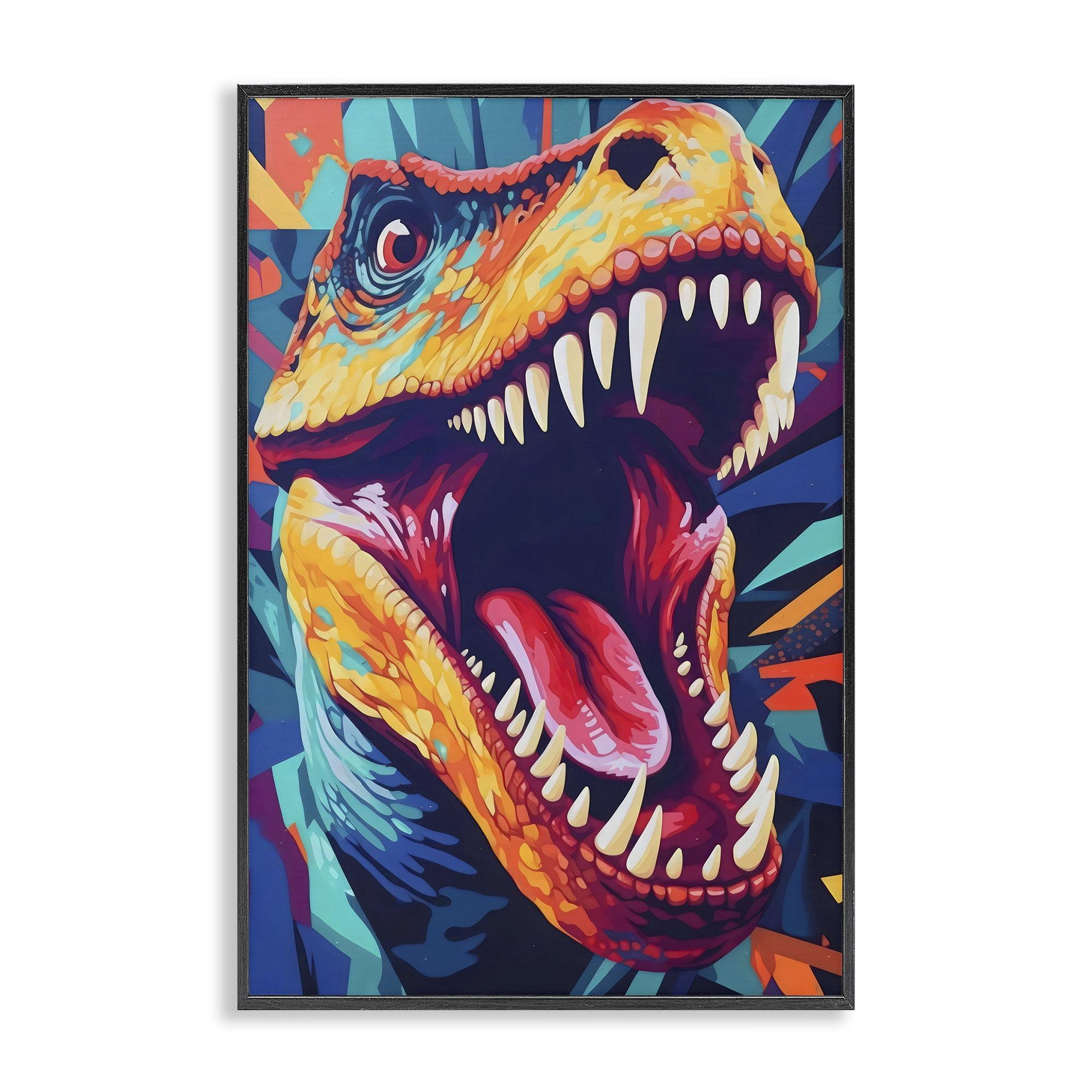 Stupell Industries Pop Style Raptor Dino Black Framed Giclee Art, design by Creative Studio