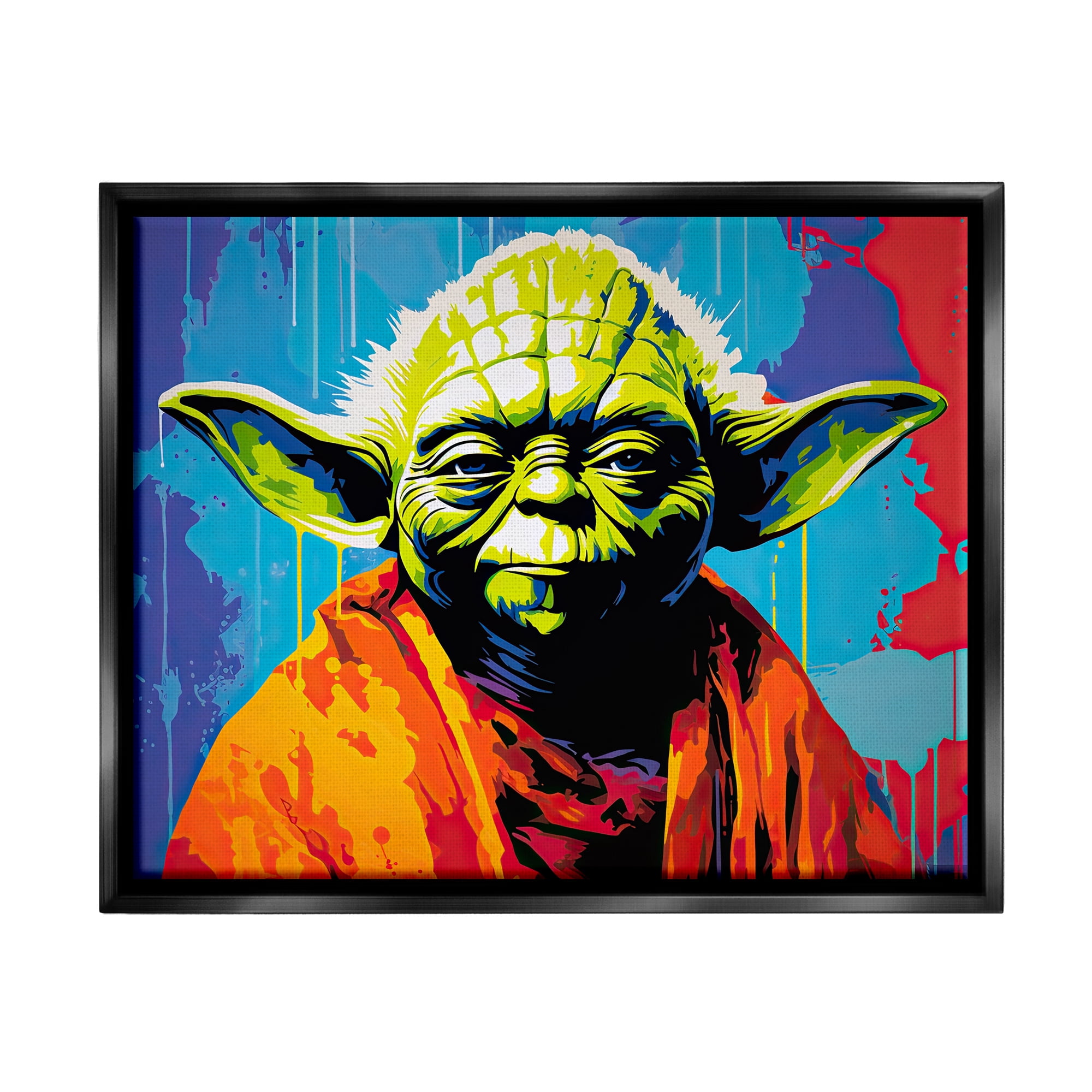 Stupell Industries Pop Style Sci-Fi Creature Fairy Tales & Fantasy Painting Black Floater Framed Canvas Art Print Wall Art, 31 x 25