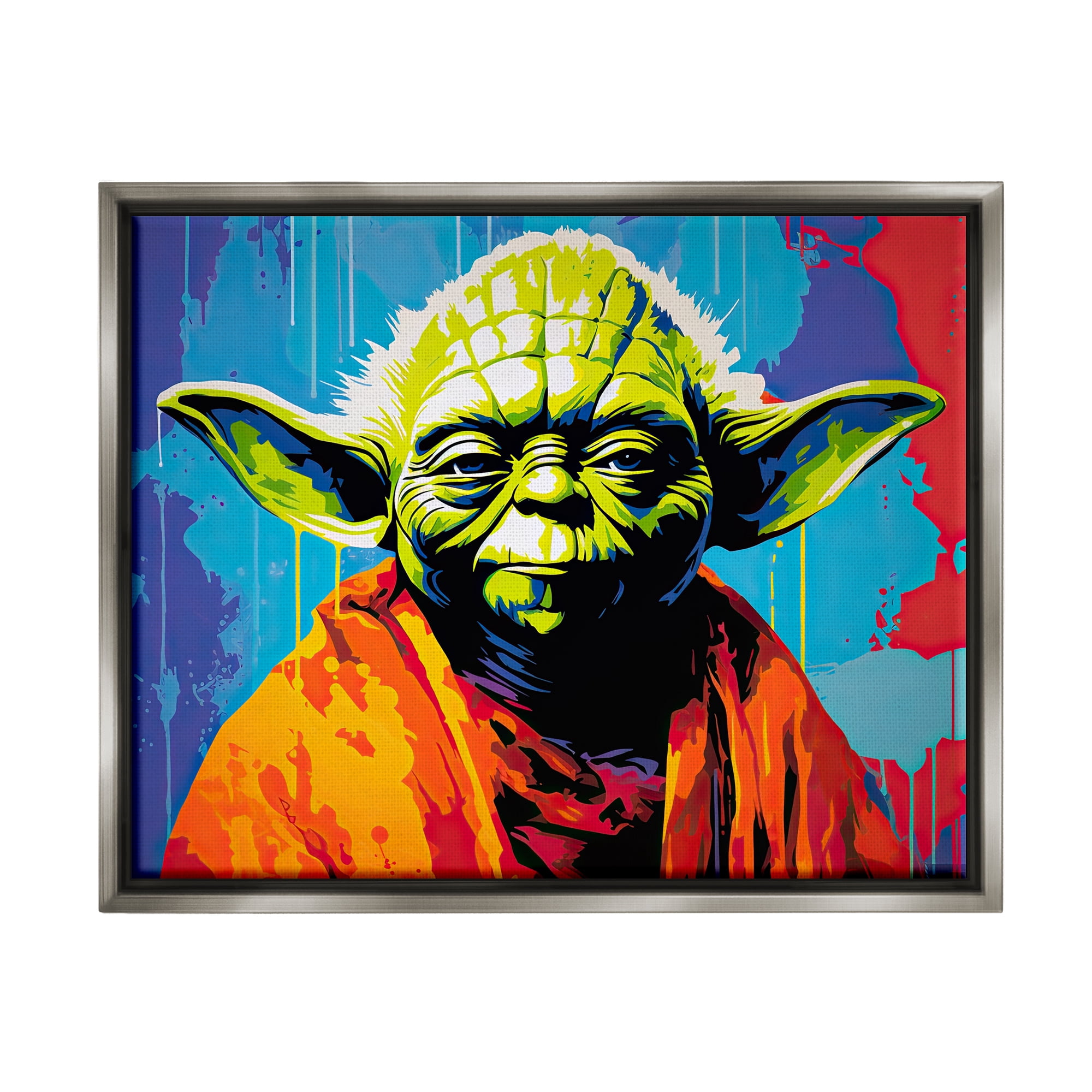 Stupell Industries Pop Style Sci-Fi Creature Fairy Tales & Fantasy Painting Gray Floater Framed Canvas Art Print Wall Art, 21 x 17