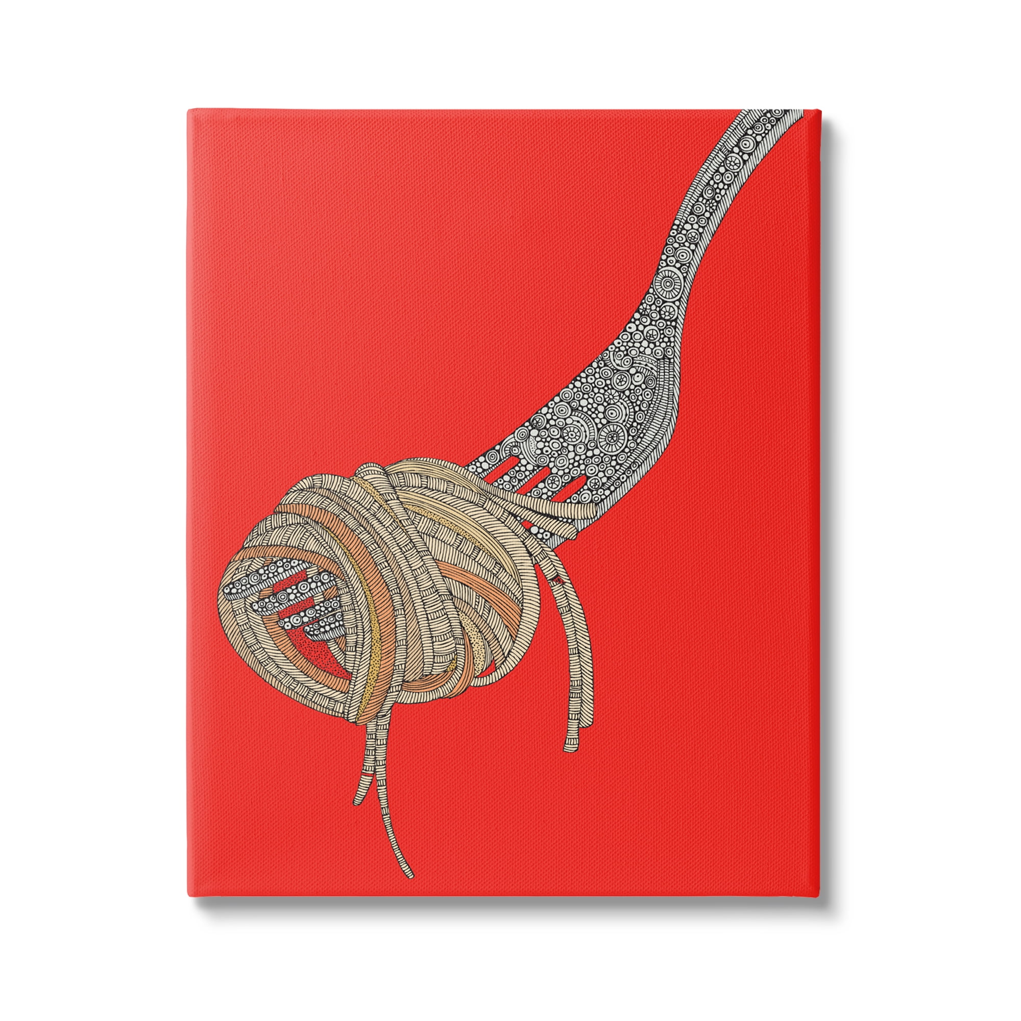 Stupell Industries Pop Style Spaghetti Fork Intricate Fractal Pattern Graphic Art Gallery Wrapped Canvas Print Wall Art, Design by Valentina Harper