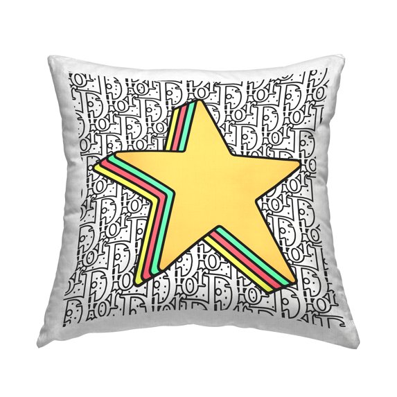 Stupell Industries Pop Style Star Symbol Glam Brand Pattern Design by Ziwei Li Throw Pillow