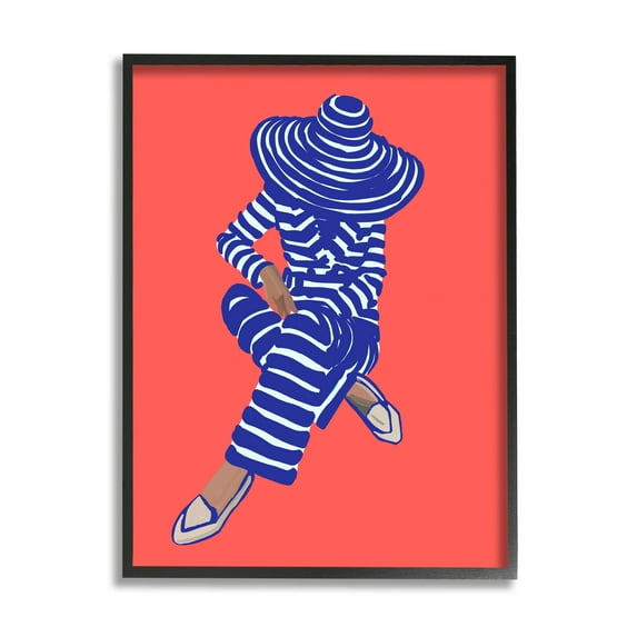 Stupell Industries Pop Style Stripes Pattern Upscale Trendy Fashion Girl Graphic Art Black Framed Art Print Wall Art, Design by Amelia Noyes