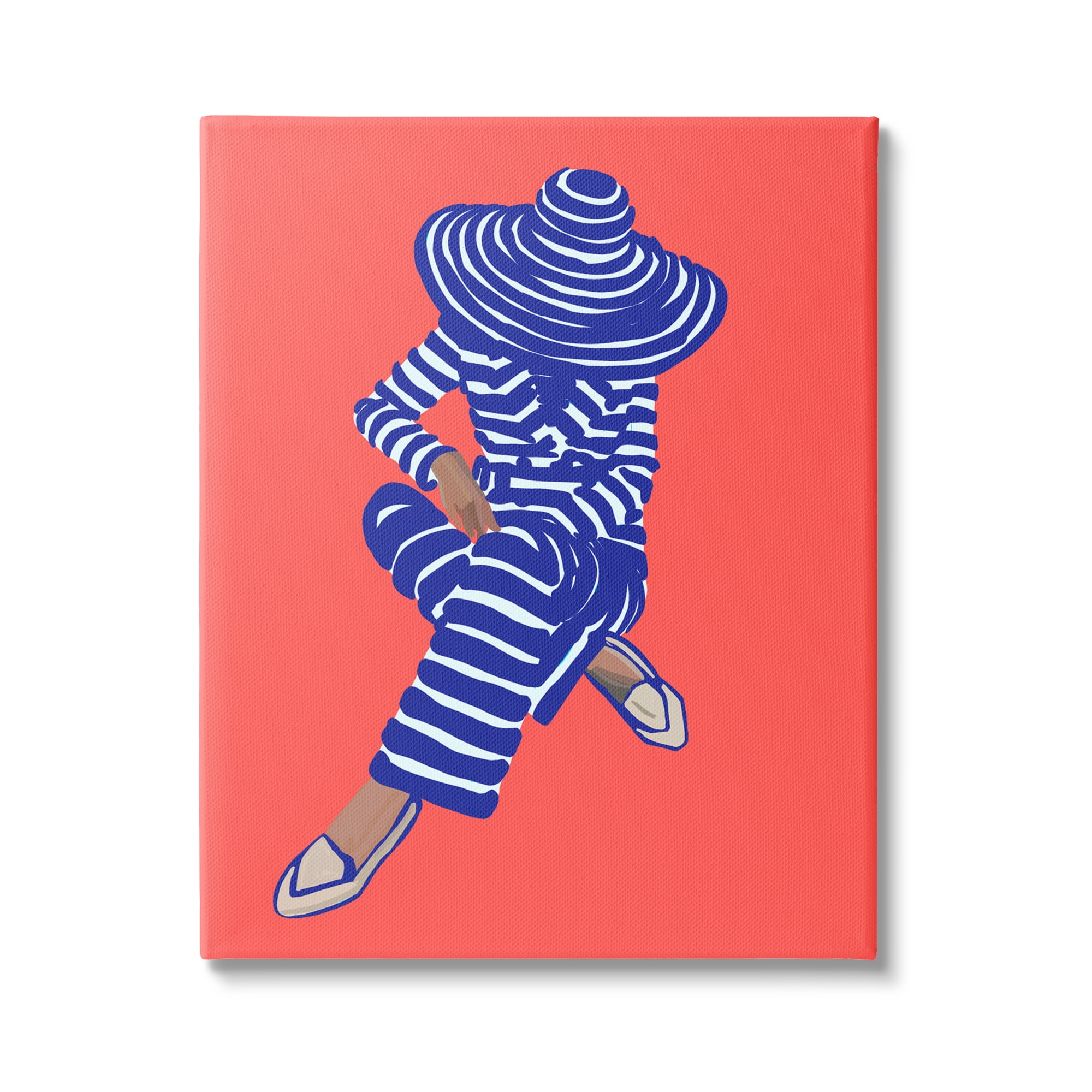 Stupell Industries Pop Style Stripes Pattern Upscale Trendy Fashion Girl Graphic Art Gallery Wrapped Canvas Print Wall Art, Design by Amelia Noyes