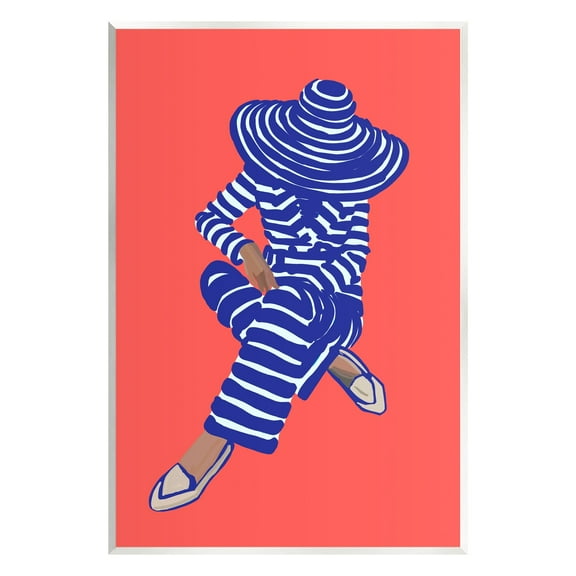 Stupell Industries Pop Style Stripes Pattern Upscale Trendy Fashion Girl Graphic Art Unframed Art Print Wall Art, Design by Amelia Noyes