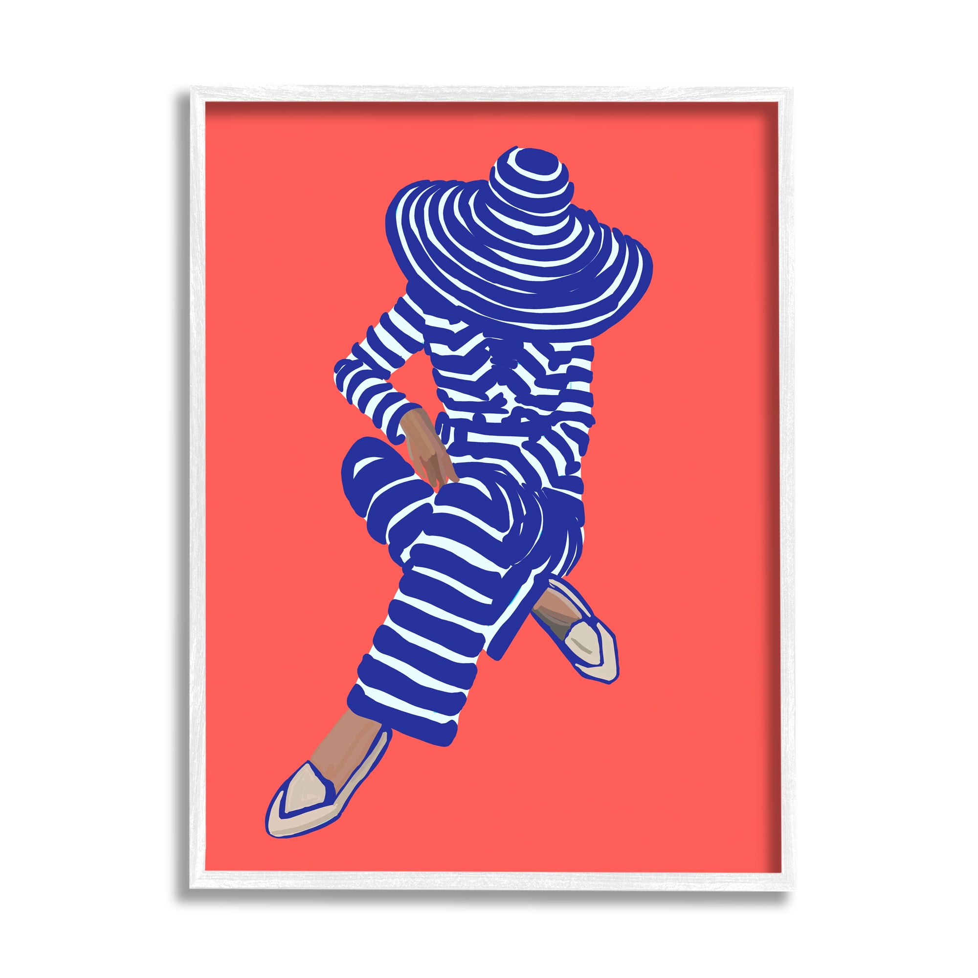 Stupell Industries Pop Style Stripes Pattern Upscale Trendy Fashion Girl Graphic Art White Framed Art Print Wall Art, Design by Amelia Noyes