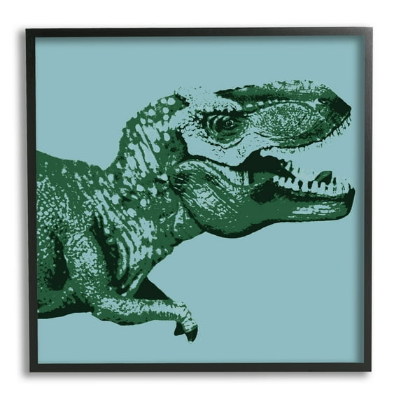 Stupell Industries Pop Style T-Rex Dinosaur Kids Wildlife Design Graphic Art Black Framed Art Print Wall Art, Design by Daphne Polselli