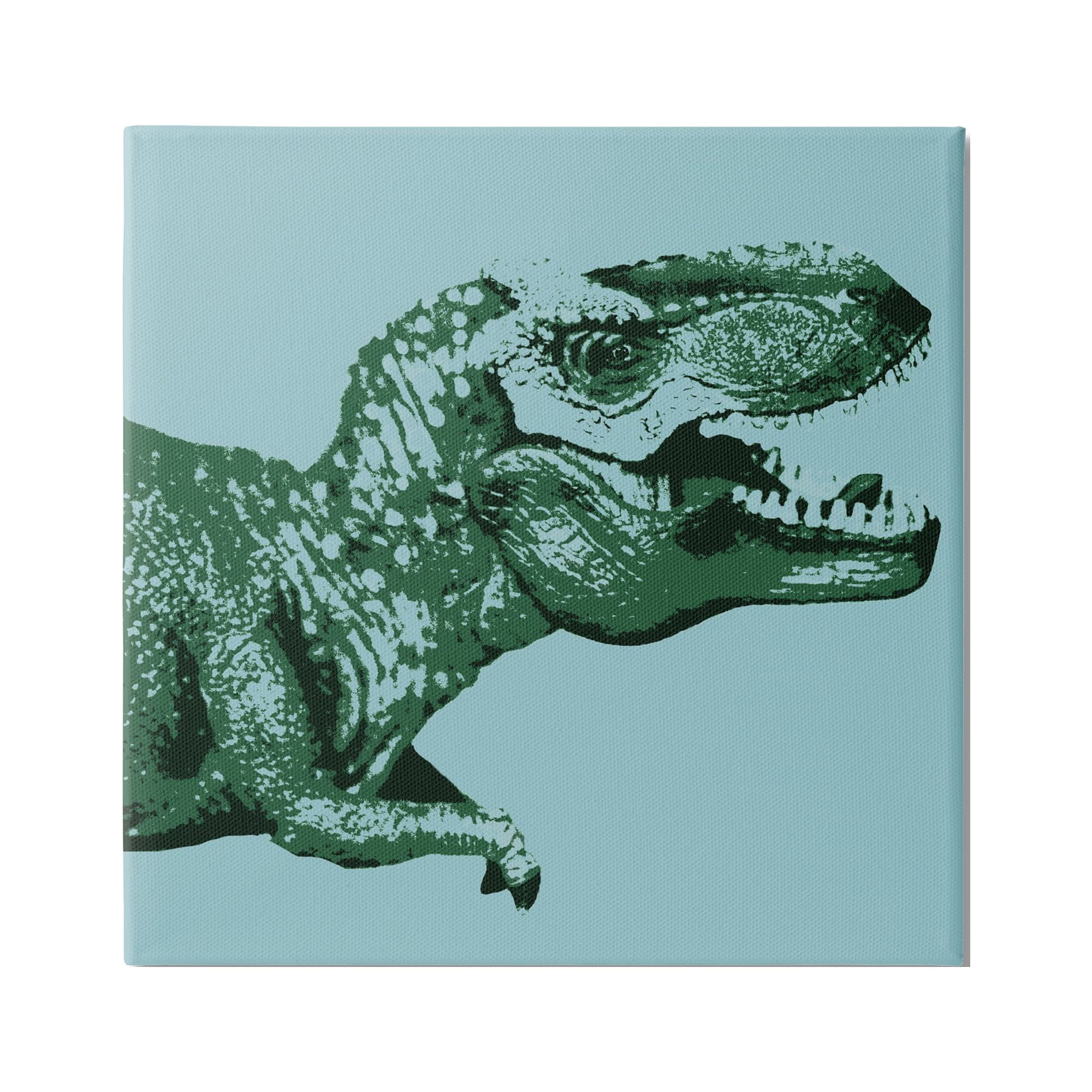 Stupell Industries Pop Style T-Rex Dinosaur Kids Wildlife Design Graphic Art Gallery Wrapped Canvas Print Wall Art, Design by Daphne Polselli