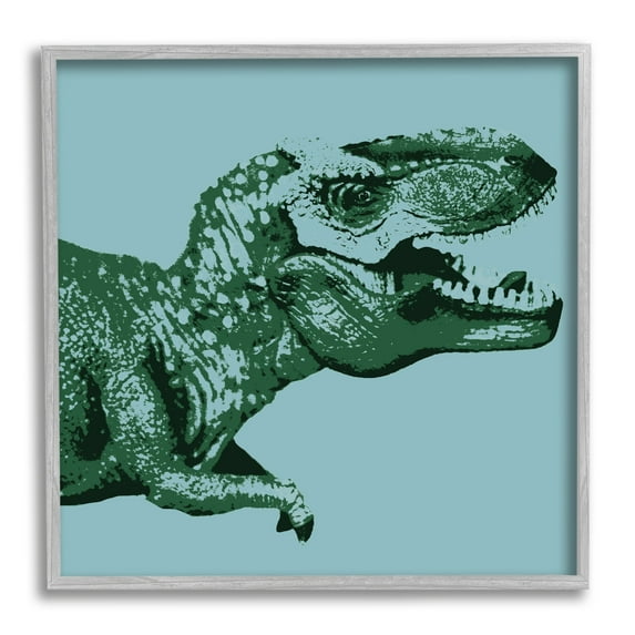 Stupell Industries Pop Style T-Rex Dinosaur Kids Wildlife Design Graphic Art Gray Framed Art Print Wall Art, Design by Daphne Polselli