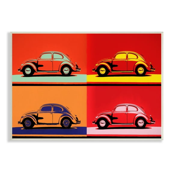 Stupell Industries Pop Style Vintage Car Automobile Red Bold Design Wood Wall Art, 15 x 10, Design by Daniel Sproul