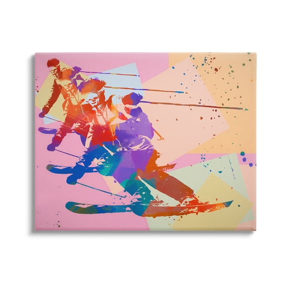 Stupell Industries Pop Style Winter Skiing Sports Painting Gallery Wrapped Canvas Art Print Wall Art, 30 x 24