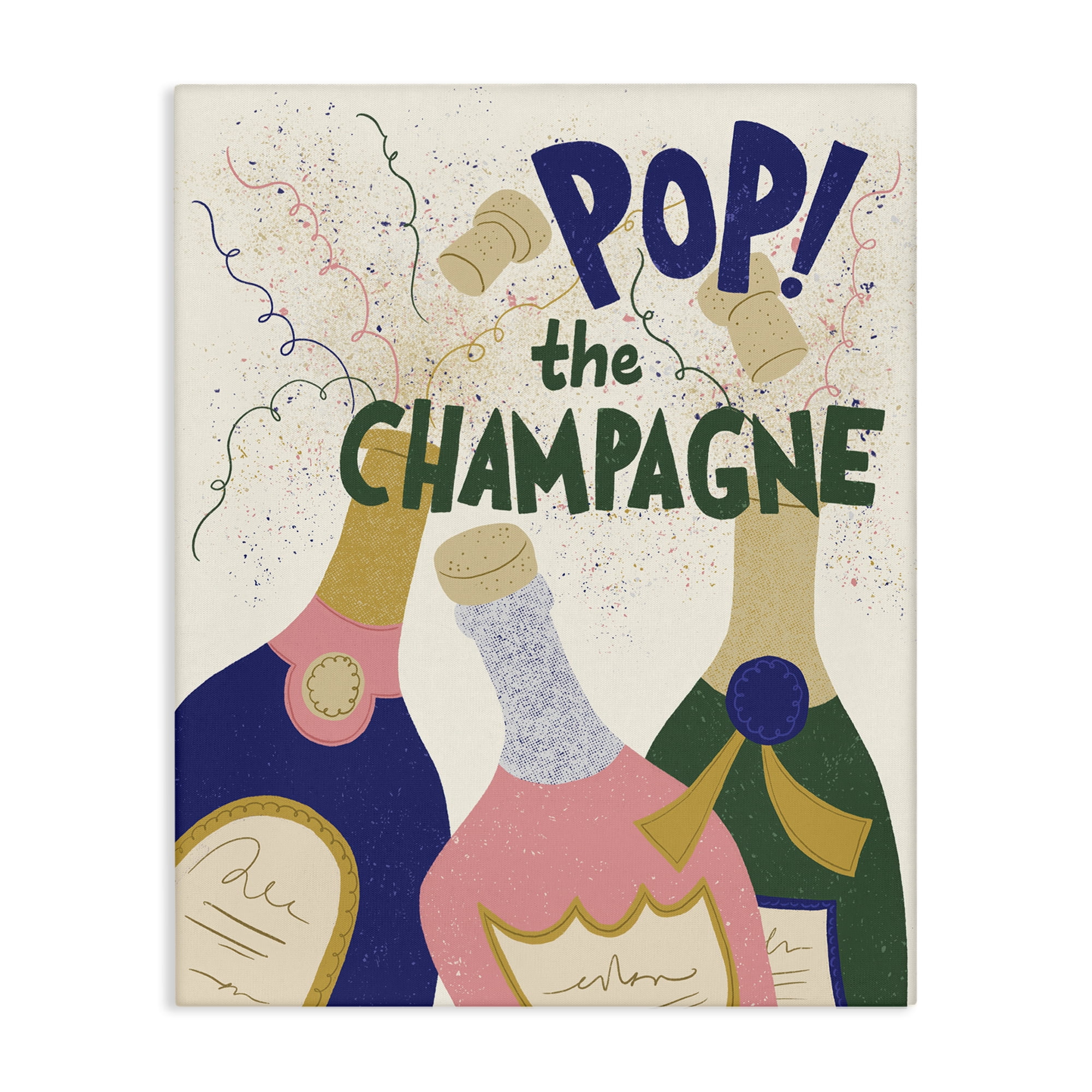 Stupell Industries Pop The Champagne Celebrate Food & Beverage Painting Wrapped Canvas Art Print Wall Art, 16 x 20
