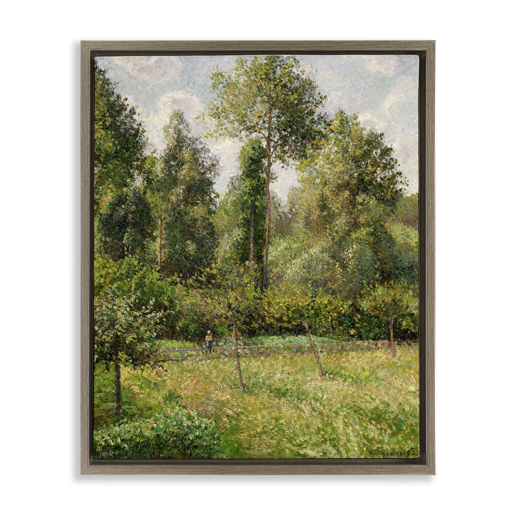 Stupell Industries Poplars Classic Landscape Brown Framed Floater Canvas Wall Art, design by Camille Pissarro
