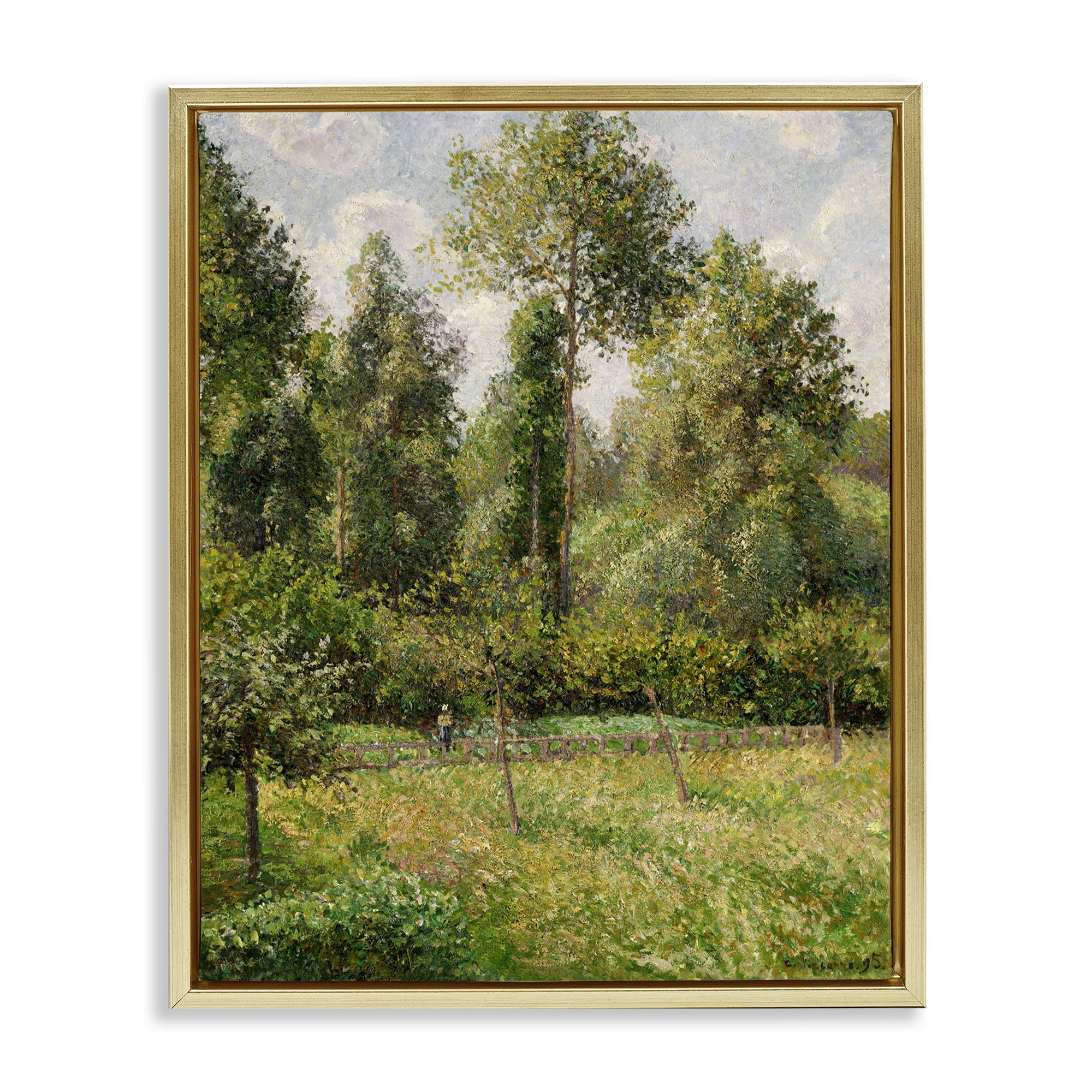 Stupell Industries Poplars Classic Landscape Gold Framed Floater Canvas Wall Art, design by Camille Pissarro