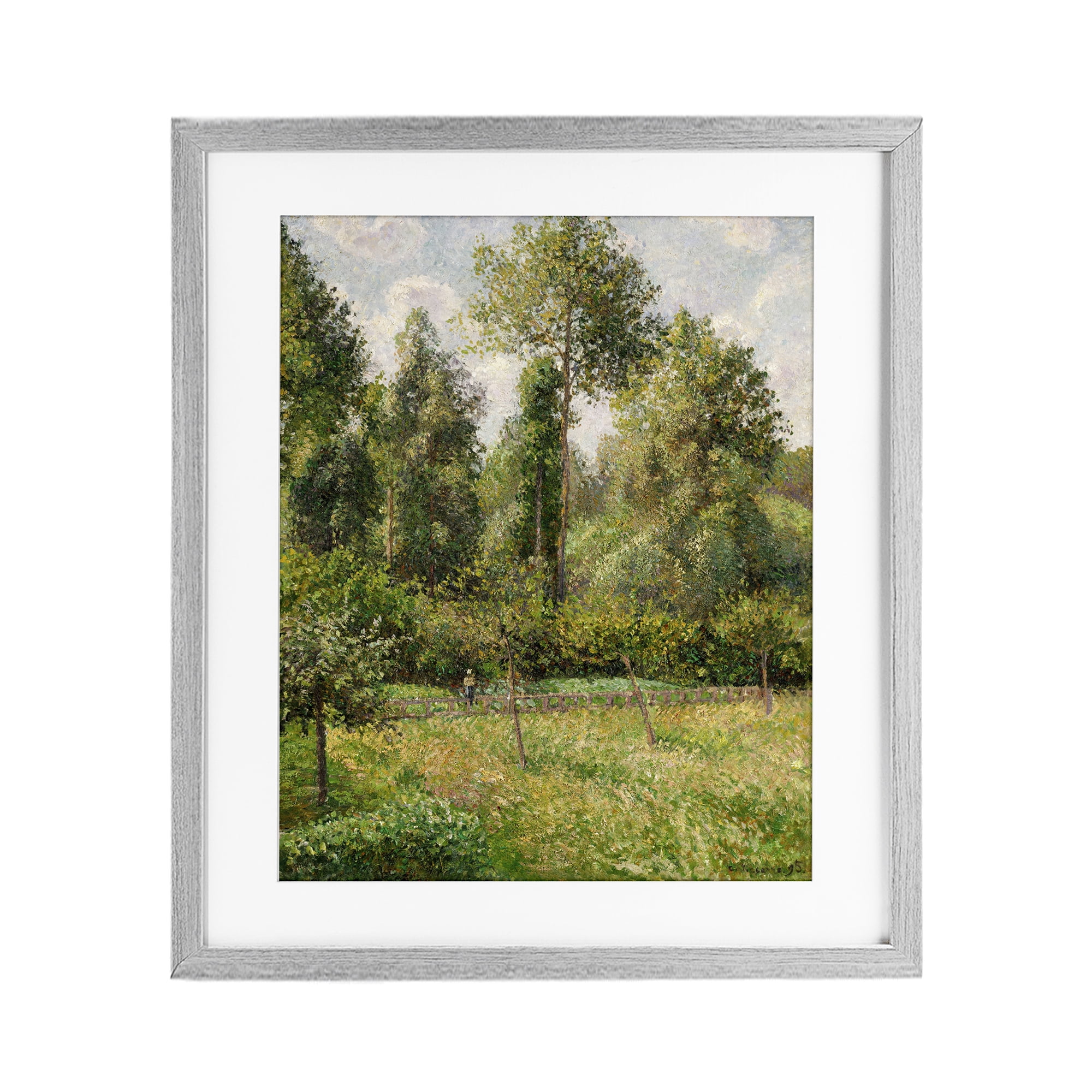 Stupell Industries Poplars Classic Landscape Gray Framed Print Under Glass, design by Camille Pissarro