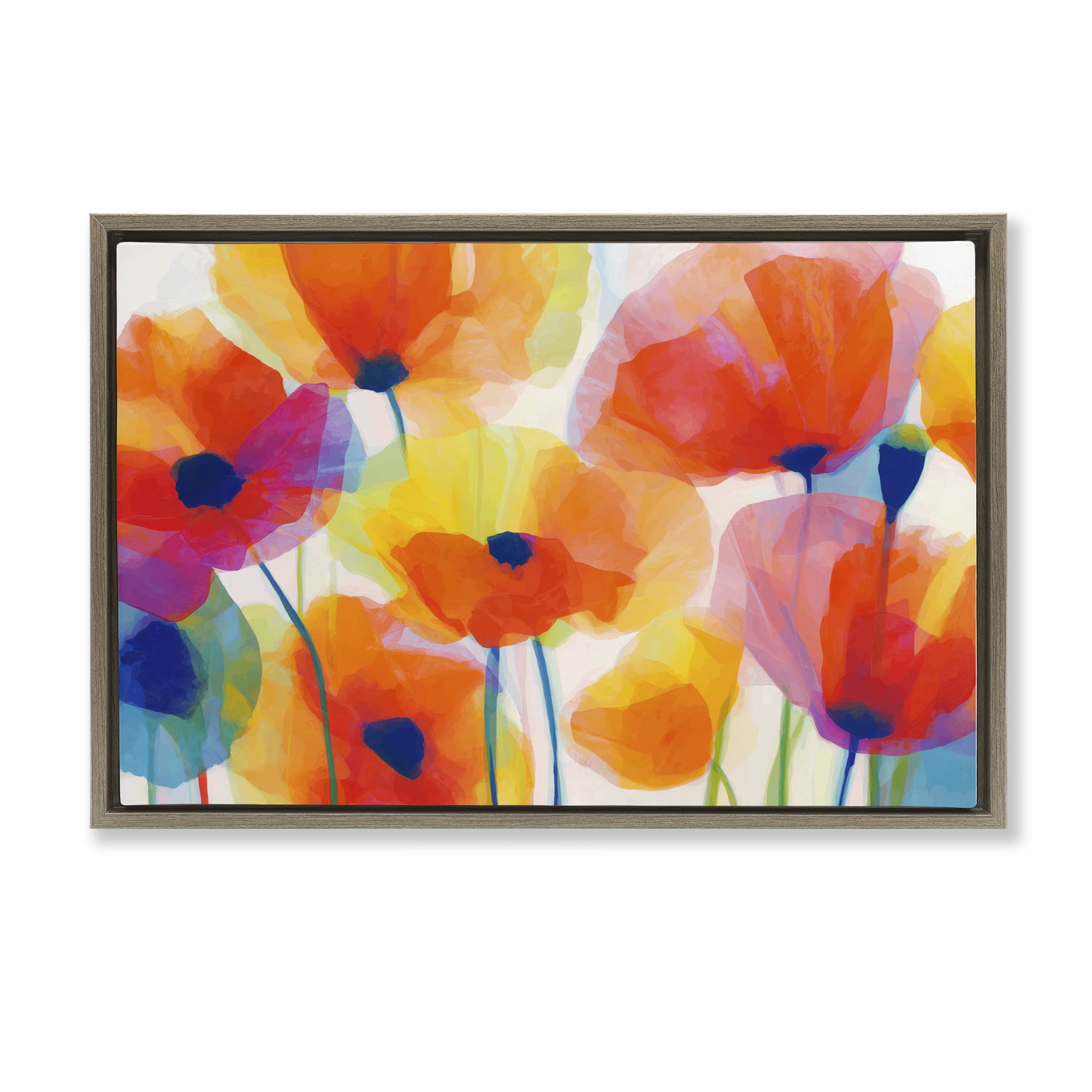 Stupell Industries Poppies At Golden Hour Brown Framed Floater Canvas Wall Art, design by Chromatic Storm Studio