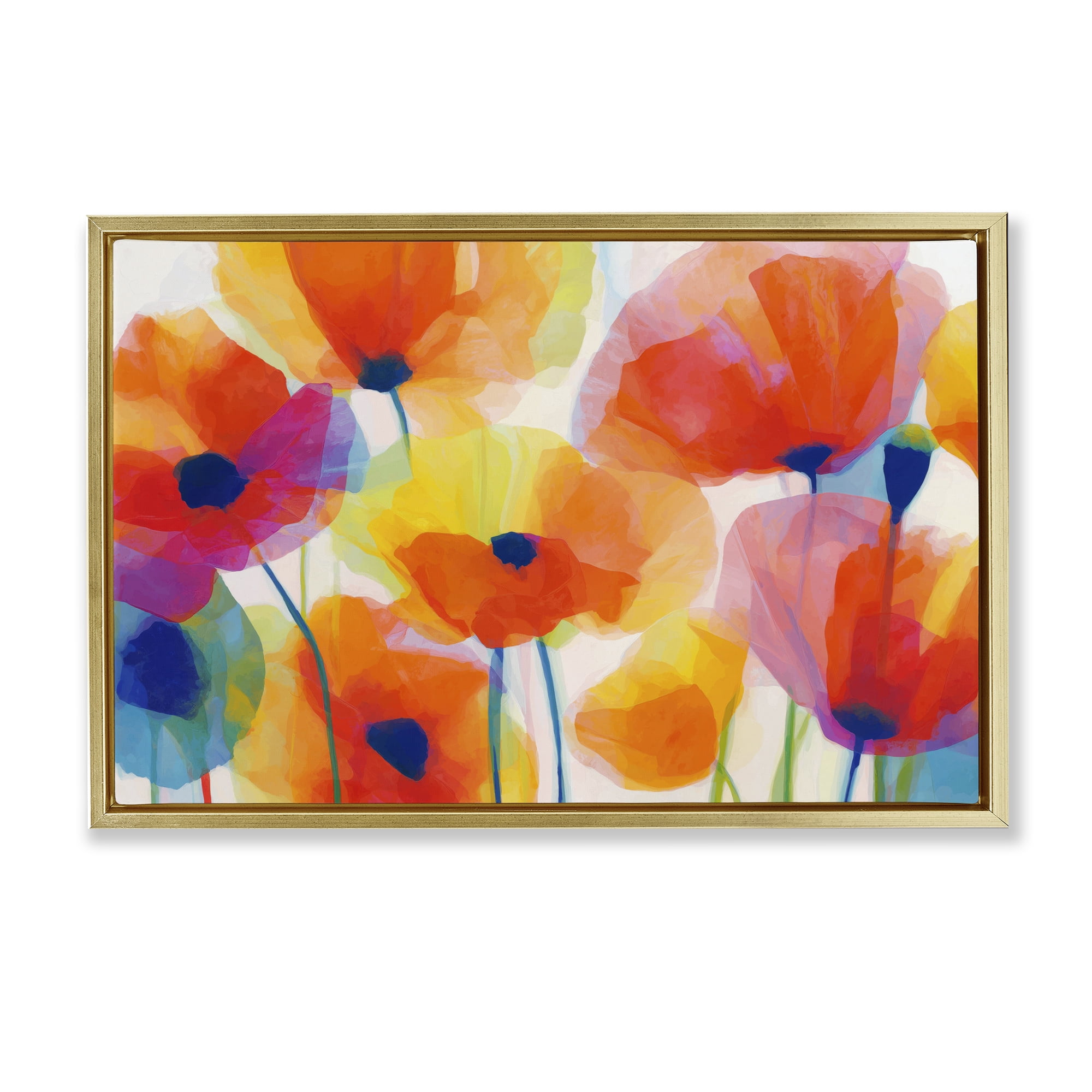Stupell Industries Poppies At Golden Hour Gold Framed Floater Canvas Wall Art, design by Chromatic Storm Studio