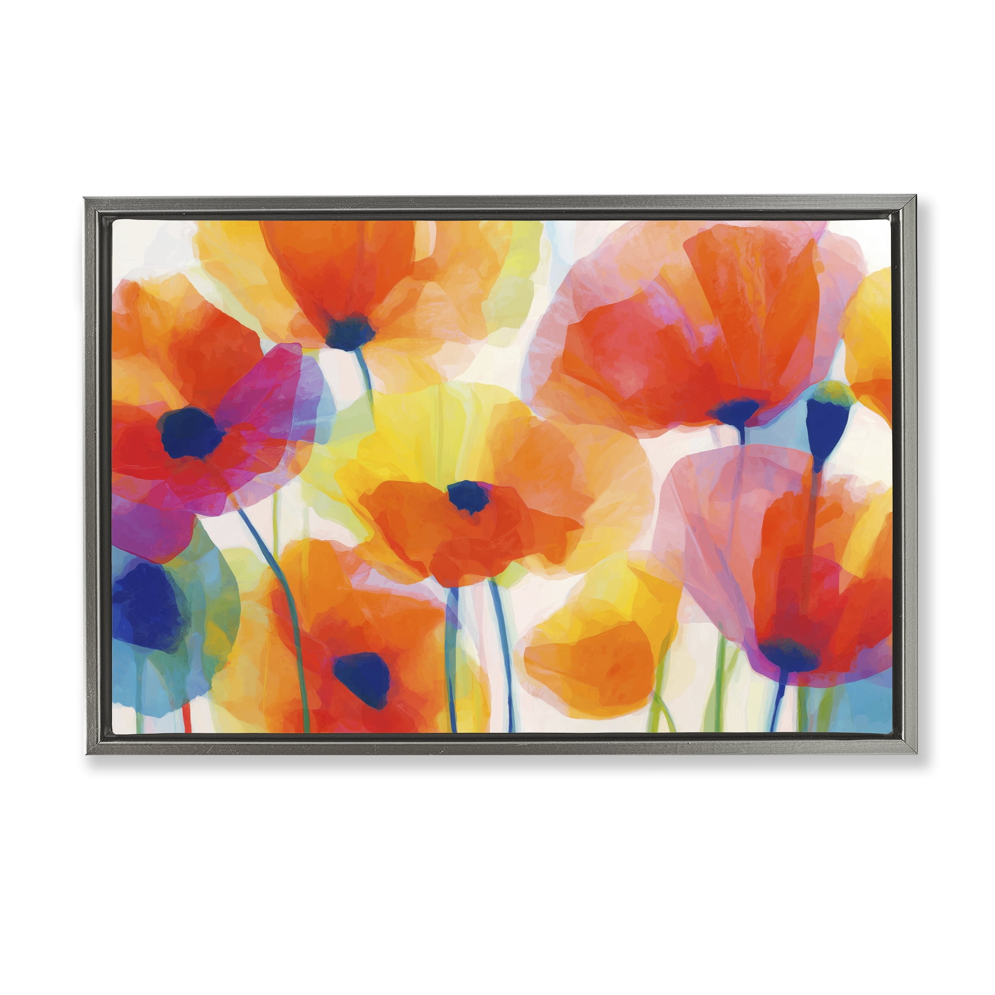 Stupell Industries Poppies At Golden Hour Gray Framed Floater Canvas Wall Art, design by Chromatic Storm Studio