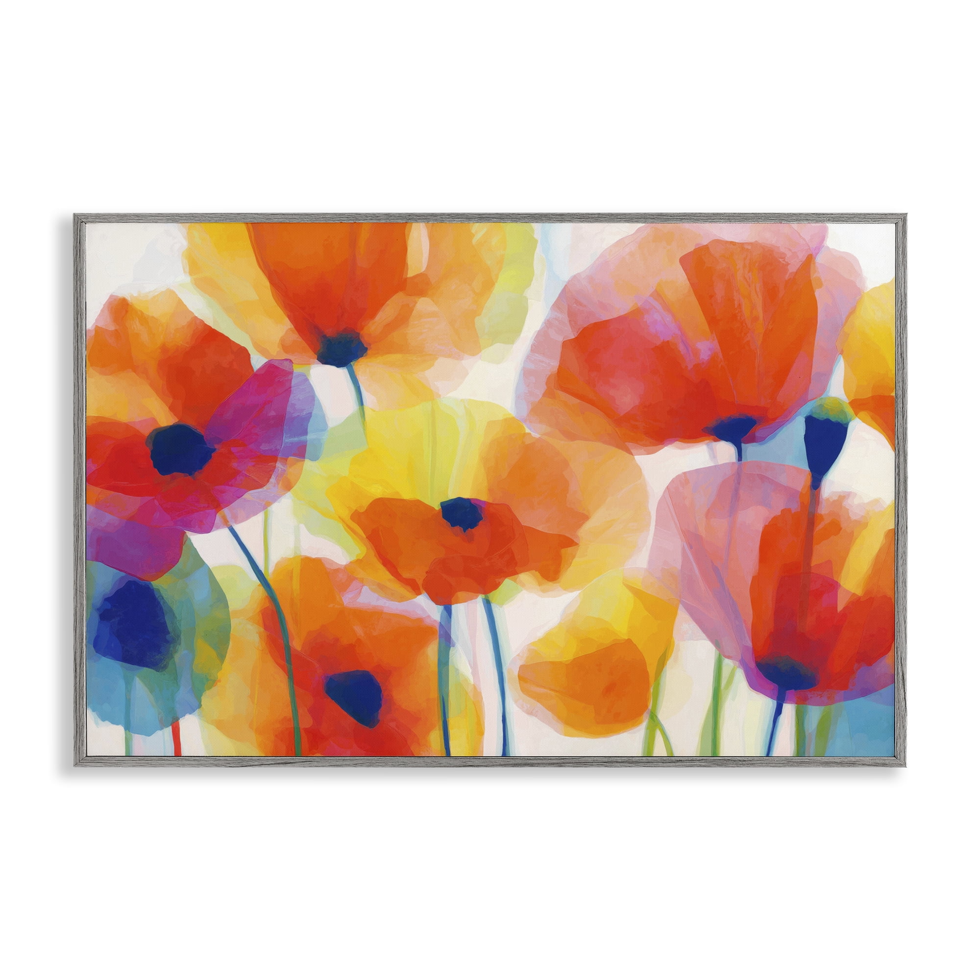 Stupell Industries Poppies At Golden Hour Gray Framed Giclee Art, design by Chromatic Storm Studio