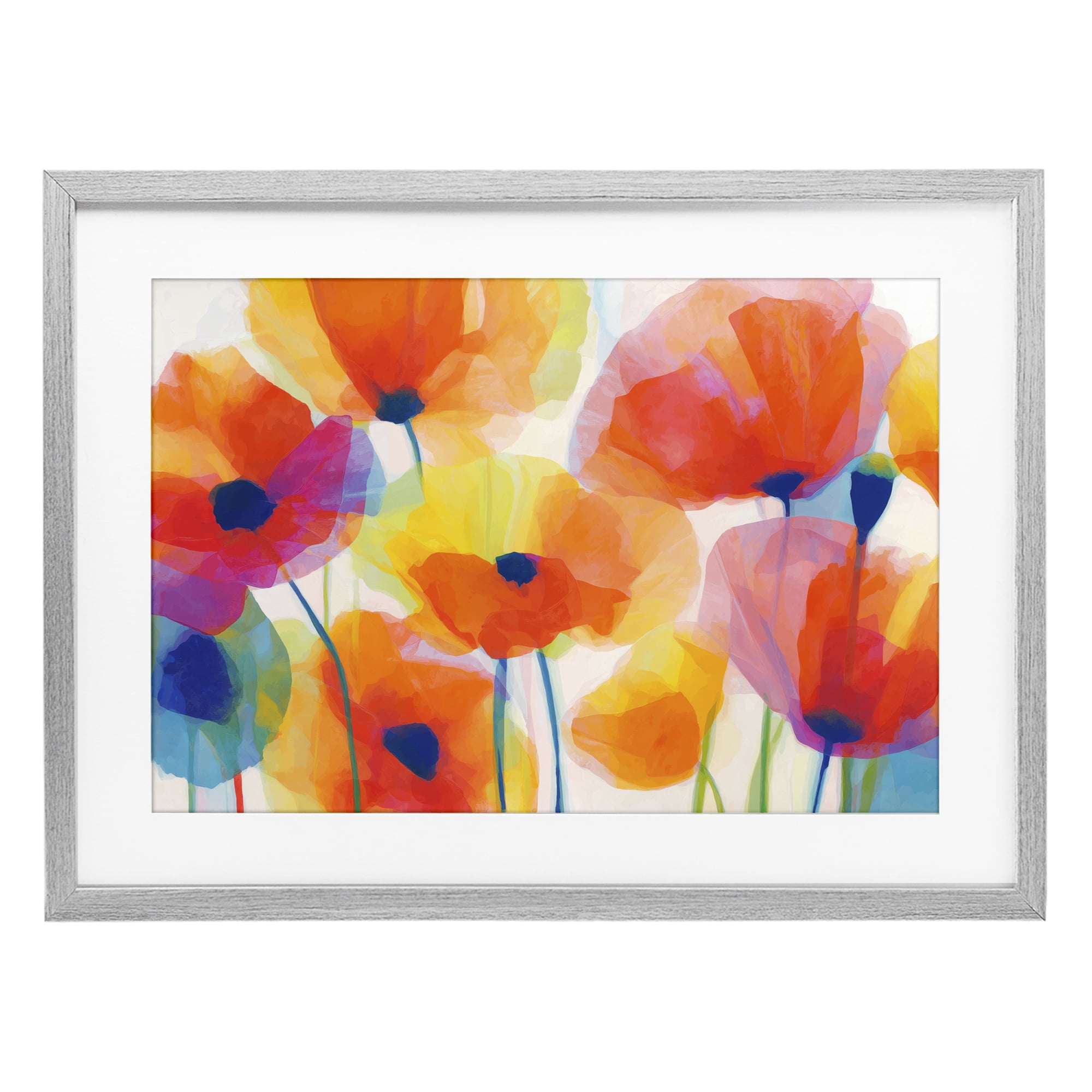 Stupell Industries Poppies At Golden Hour Gray Framed Print Under Glass, design by Chromatic Storm Studio