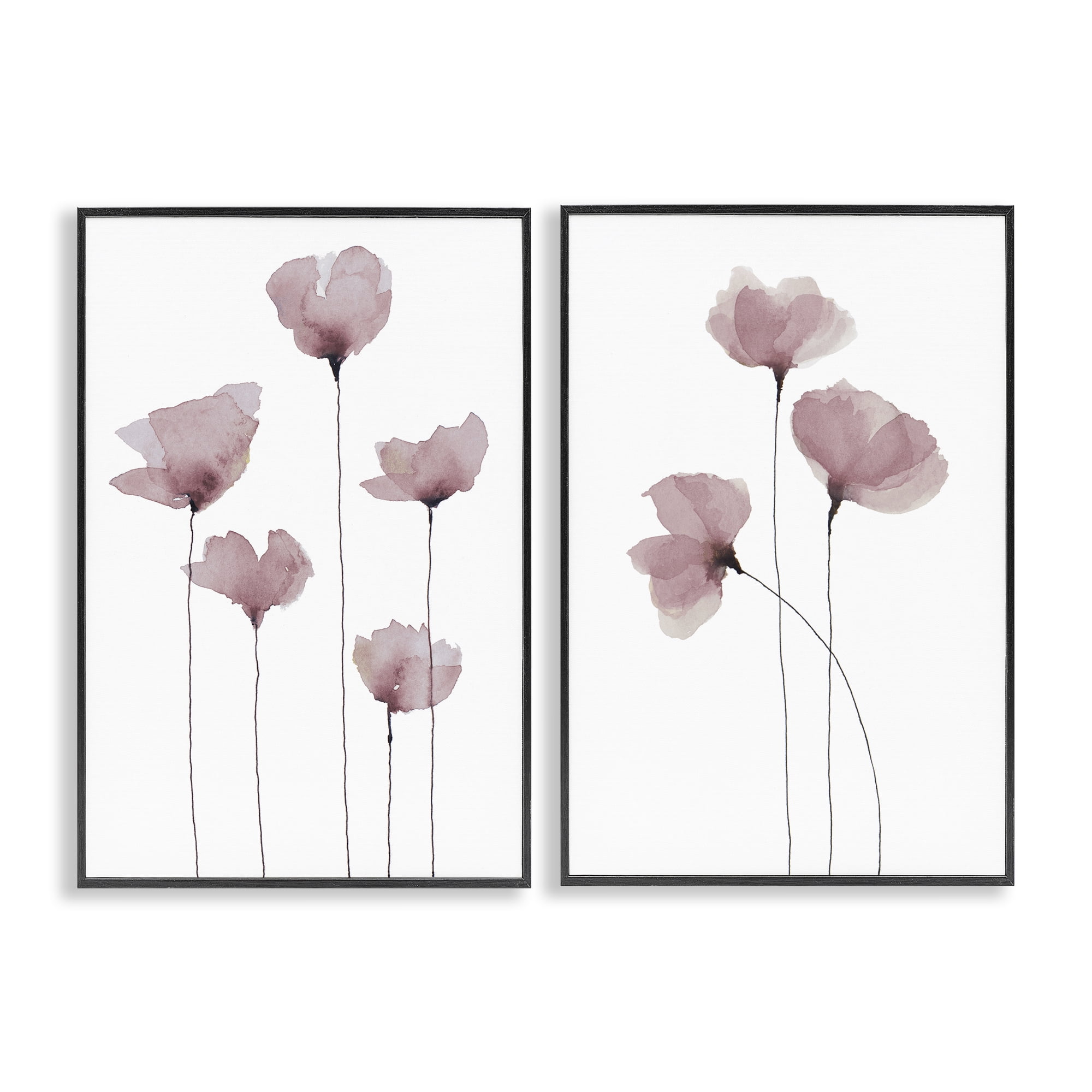 Stupell Industries Poppies Standing Tall Floral & Botanical Painting Black Framed Art Print Wall Art, 20 x 30, Set of 2
