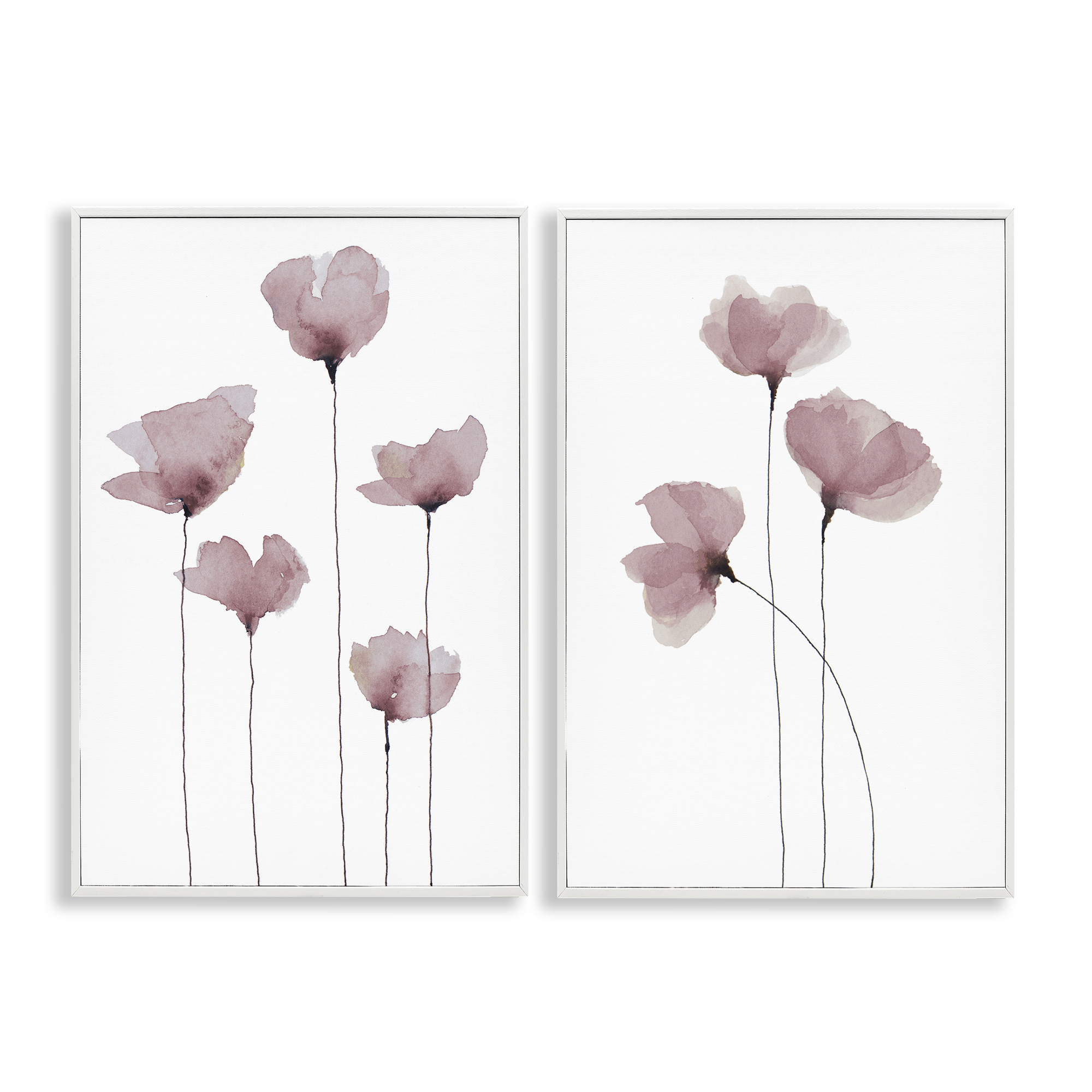Stupell Industries Poppies Standing Tall Floral & Botanical Painting White Framed Art Print Wall Art, 16 x 24, Set of 2