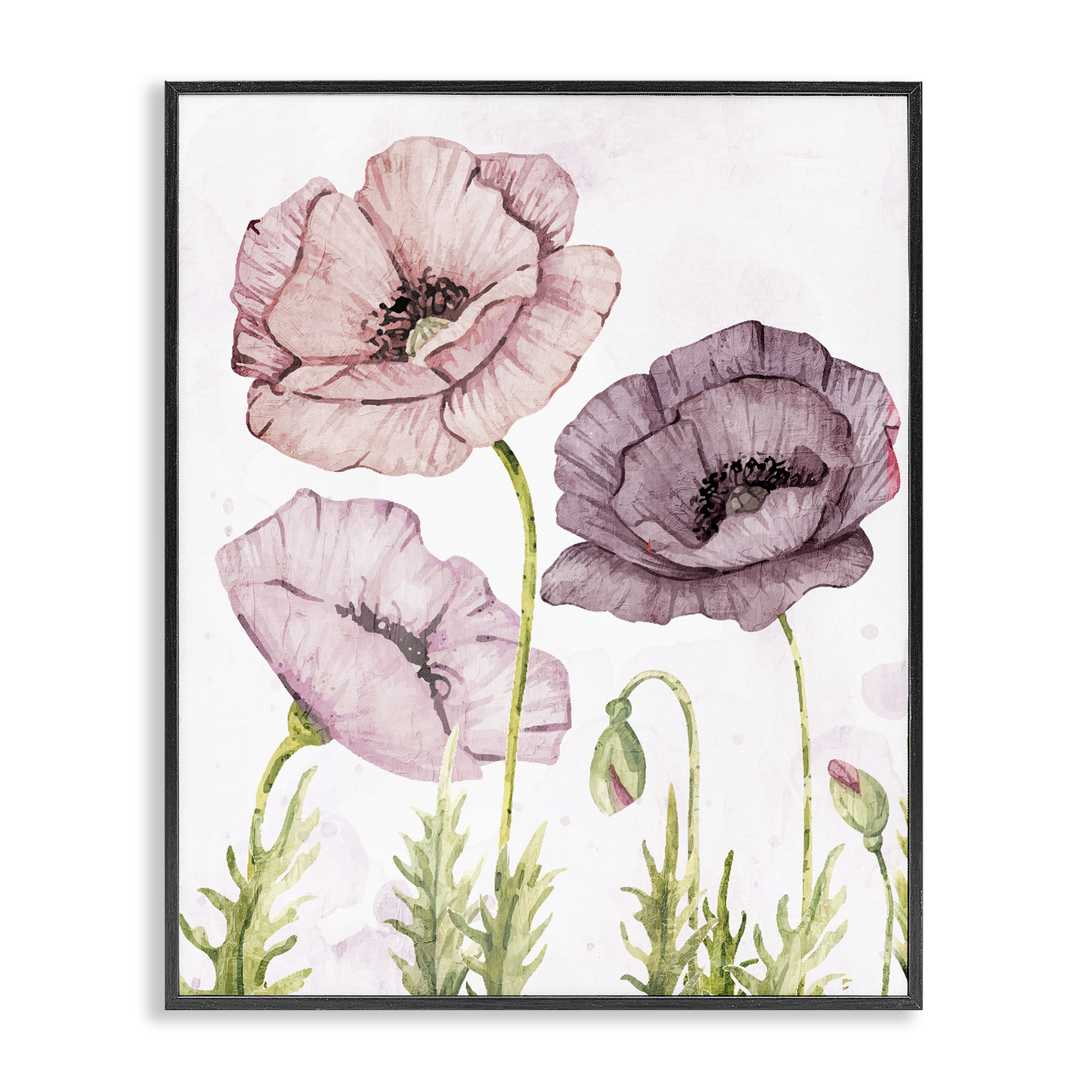 Stupell Industries Poppies Trio in Garden Plants & Flowers Painting Black Framed Art Print Wall Art, 11 x 14