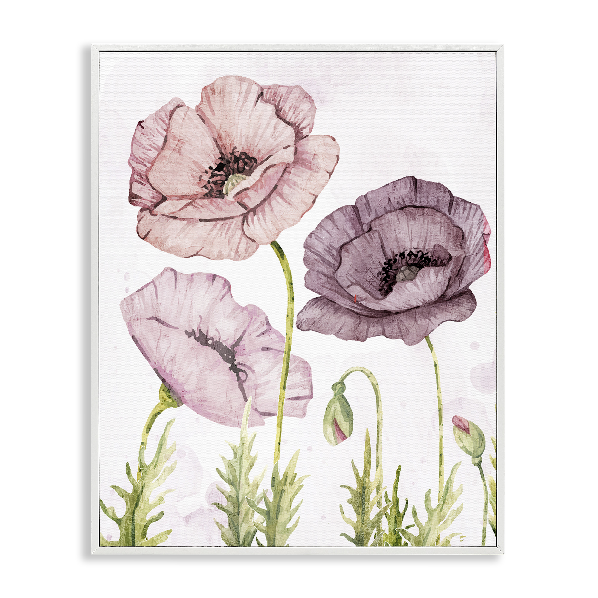 Stupell Industries Poppies Trio in Garden Plants & Flowers Painting White Framed Art Print Wall Art, 24 x 30