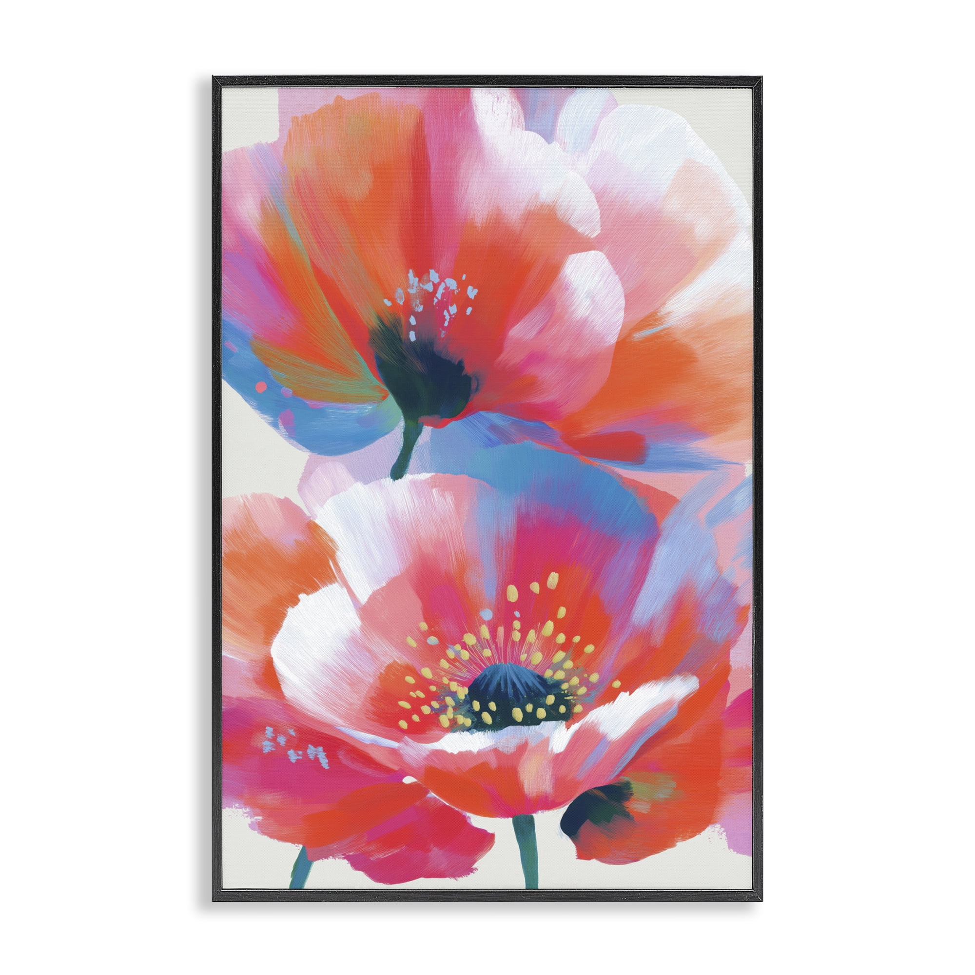 Stupell Industries Poppies in Soft Light Black Framed Giclee Art, design by Chromatic Storm Studio