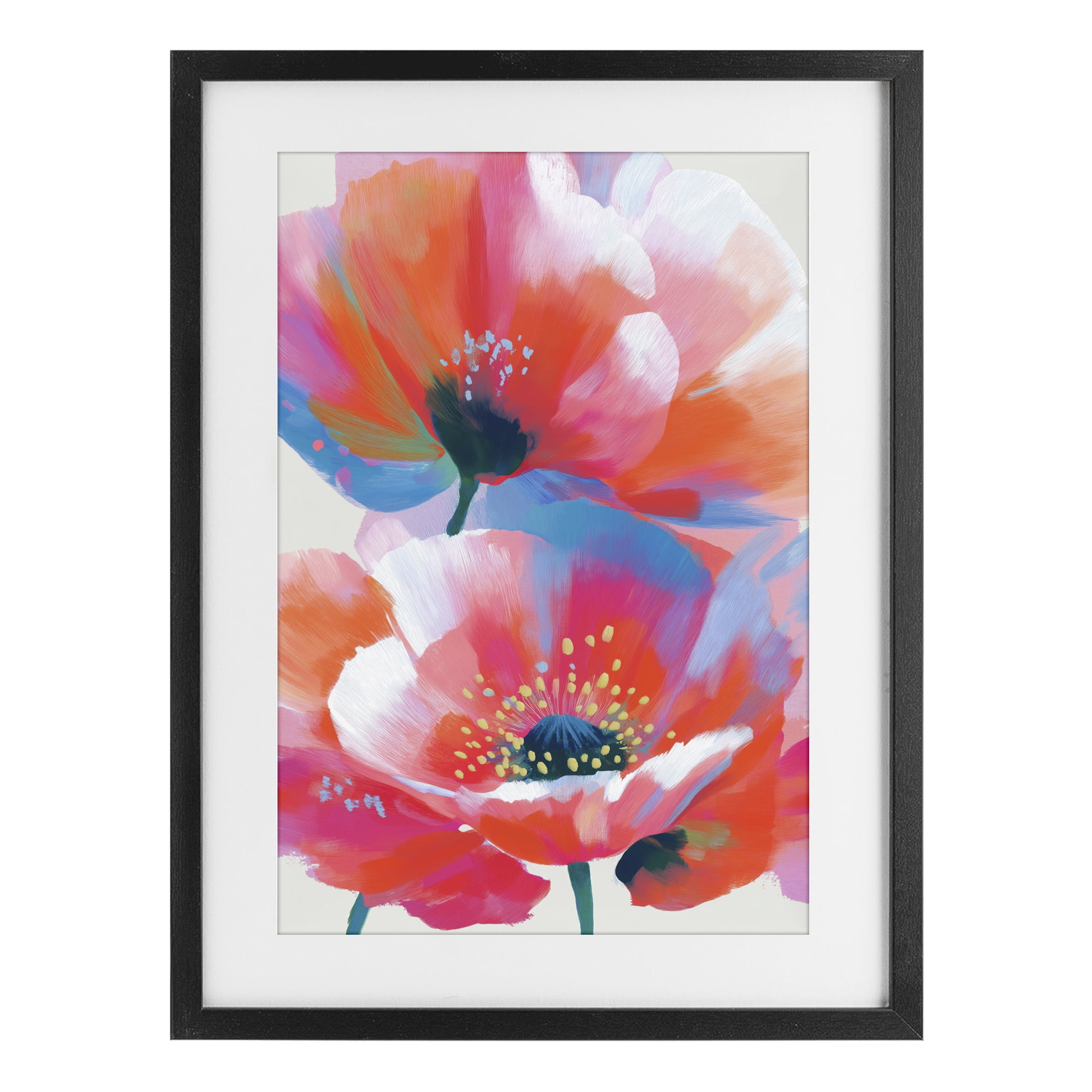 Stupell Industries Poppies in Soft Light Black Framed Print Under Glass, design by Chromatic Storm Studio