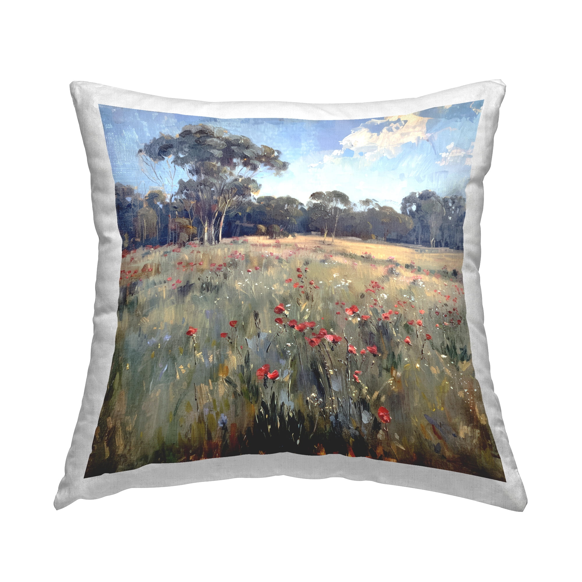 Stupell Industries Poppies in Vast Field Decorative Printed Throw Pillow Design by Raymond Powers.