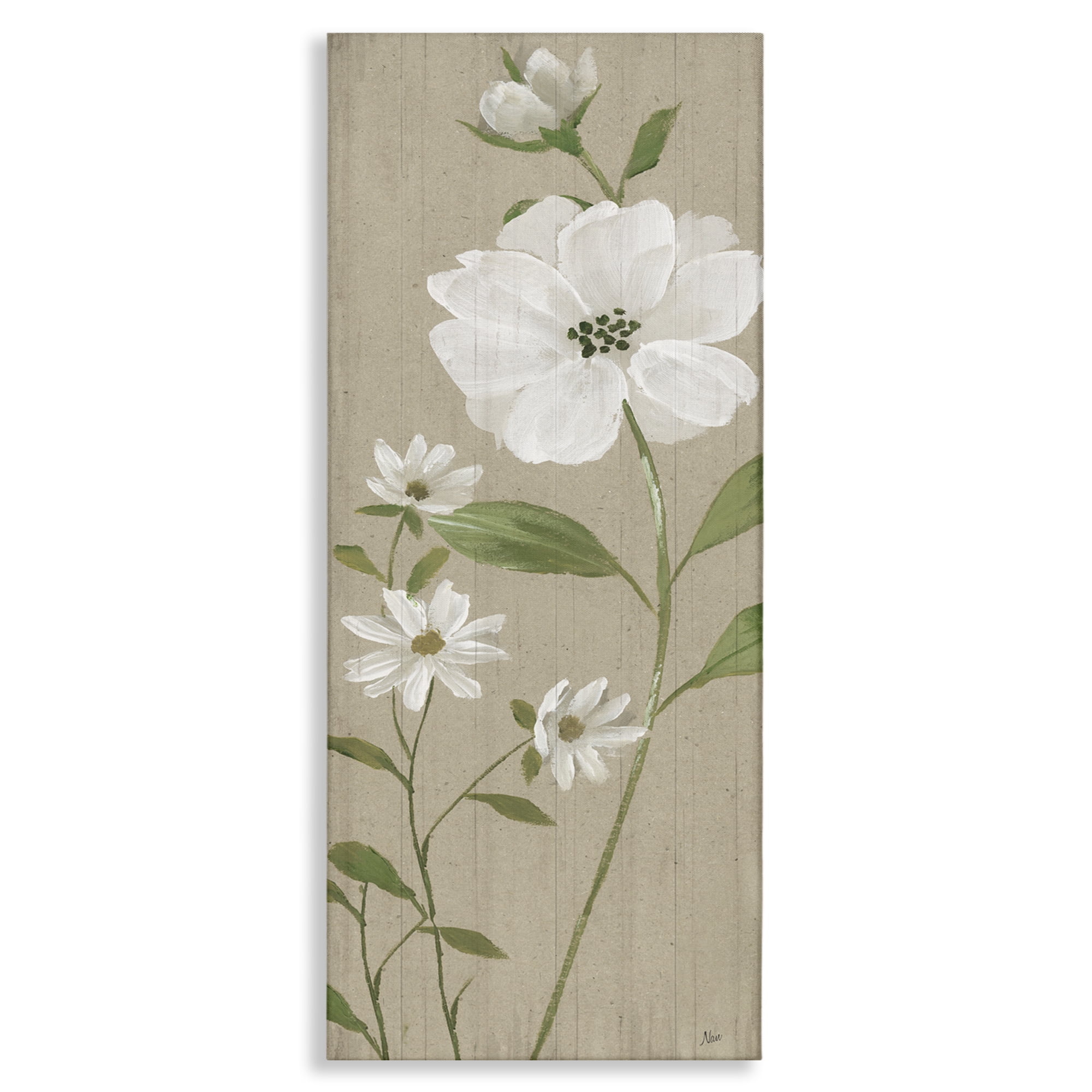Stupell Industries Poppies on Neutral Beige Plants & Flowers Painting Wrapped Canvas Art Print Wall Art, 13 x 30