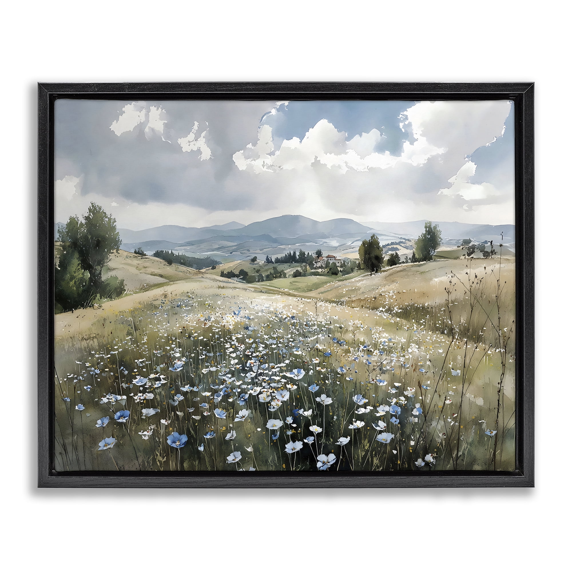 Stupell Industries Poppy Blues Across Meadow Black Framed Floater Canvas Wall Art, design by Franklyn Gregory