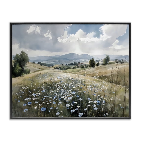 Stupell Industries Traditional Poppy Blues Across Meadow Black Framed Giclee Art, 30 x 24, by Franklyn Gregory