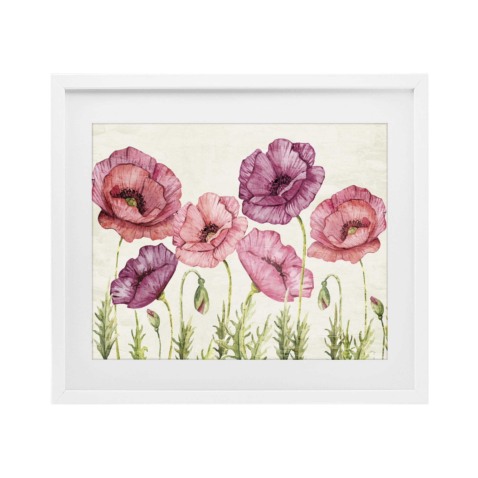Stupell Industries Poppy Days Vintage Blooms White Framed Print Under Glass, design by Kim Allen