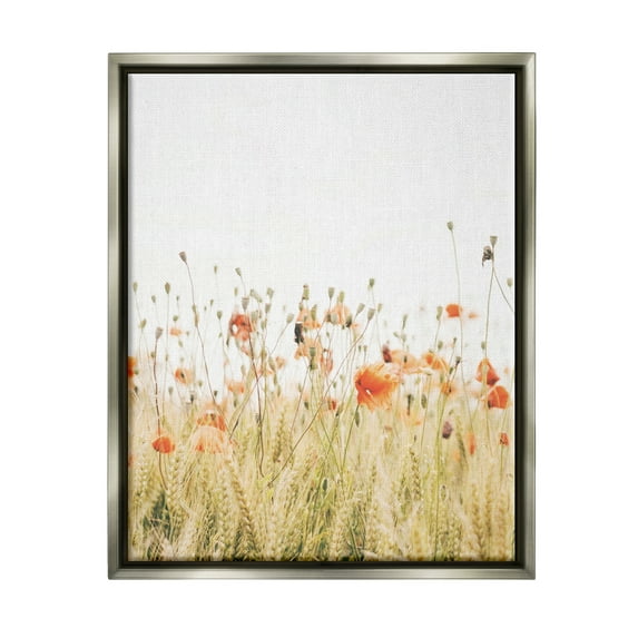 Stupell Industries Poppy Field Photography Botanical & Floral Photography Gray Floater Framed Canvas Art Print Wall Art, 25 x 31