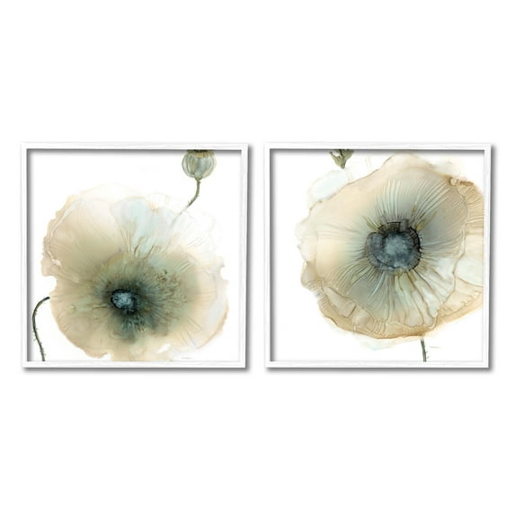 Stupell Industries Poppy Flowers Modern Watercolor Graphic Art White Framed Art Print Wall Art, Set of 2, Design by Carol Robinson