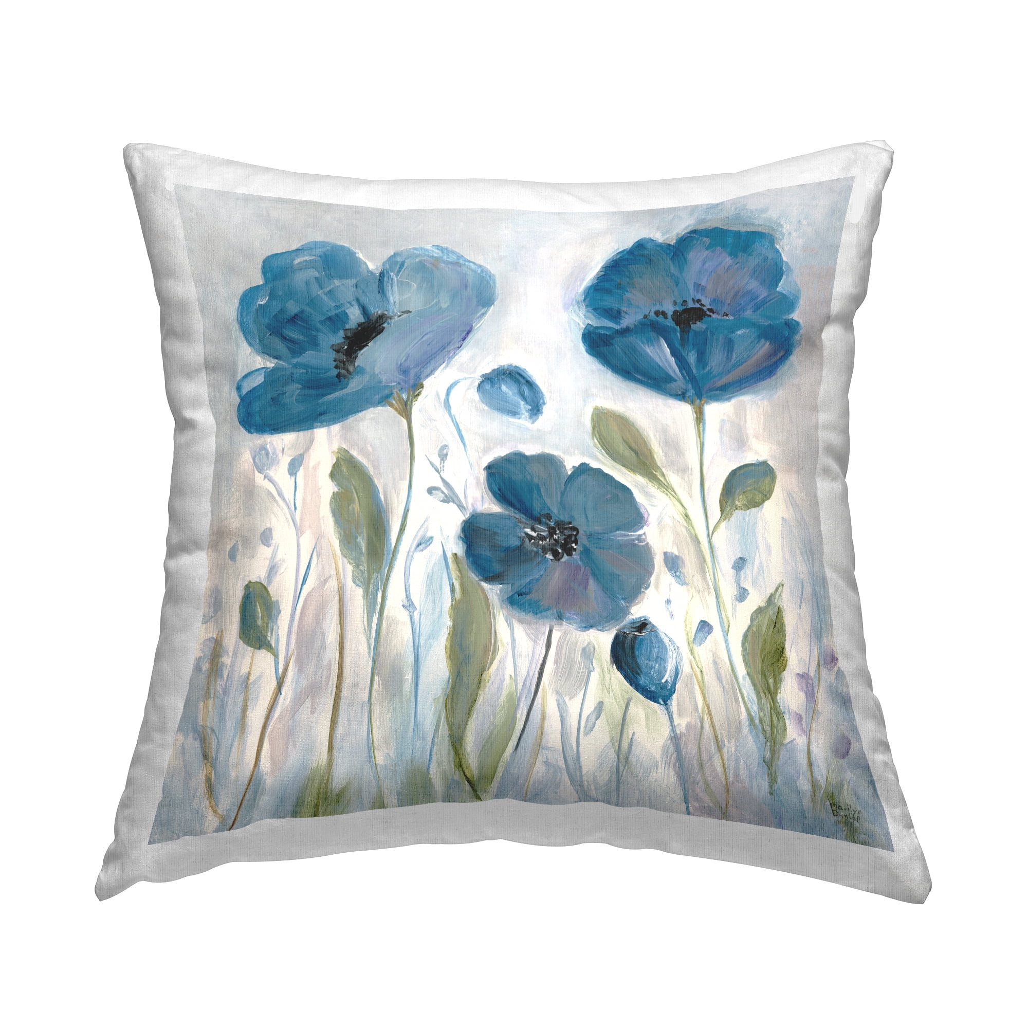 Stupell Industries Poppy Garden on Grey Decorative Printed Throw Pillow, 18 x 18