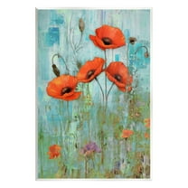 Stupell Industries Poppy Meadow on Blue Botanical & Floral Painting Unframed Art Print Wall Art, 10 x 15