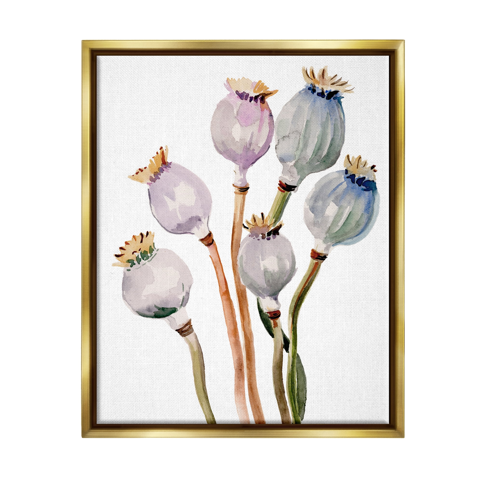 Stupell Industries Poppy Pods Watercolor Botanicals Botanical & Floral Painting Gold Floater Framed Art Print Wall Art