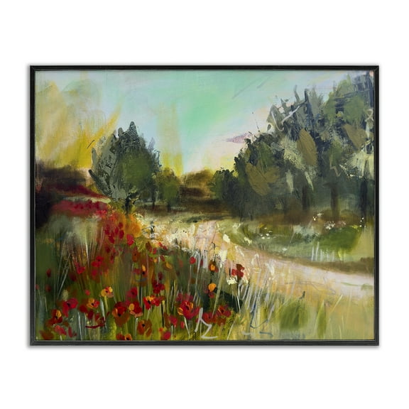 Stupell Industries Poppy Sunset Landscape Landscape & Nature Painting Black Framed Art Print Wall Art, 14 x 11