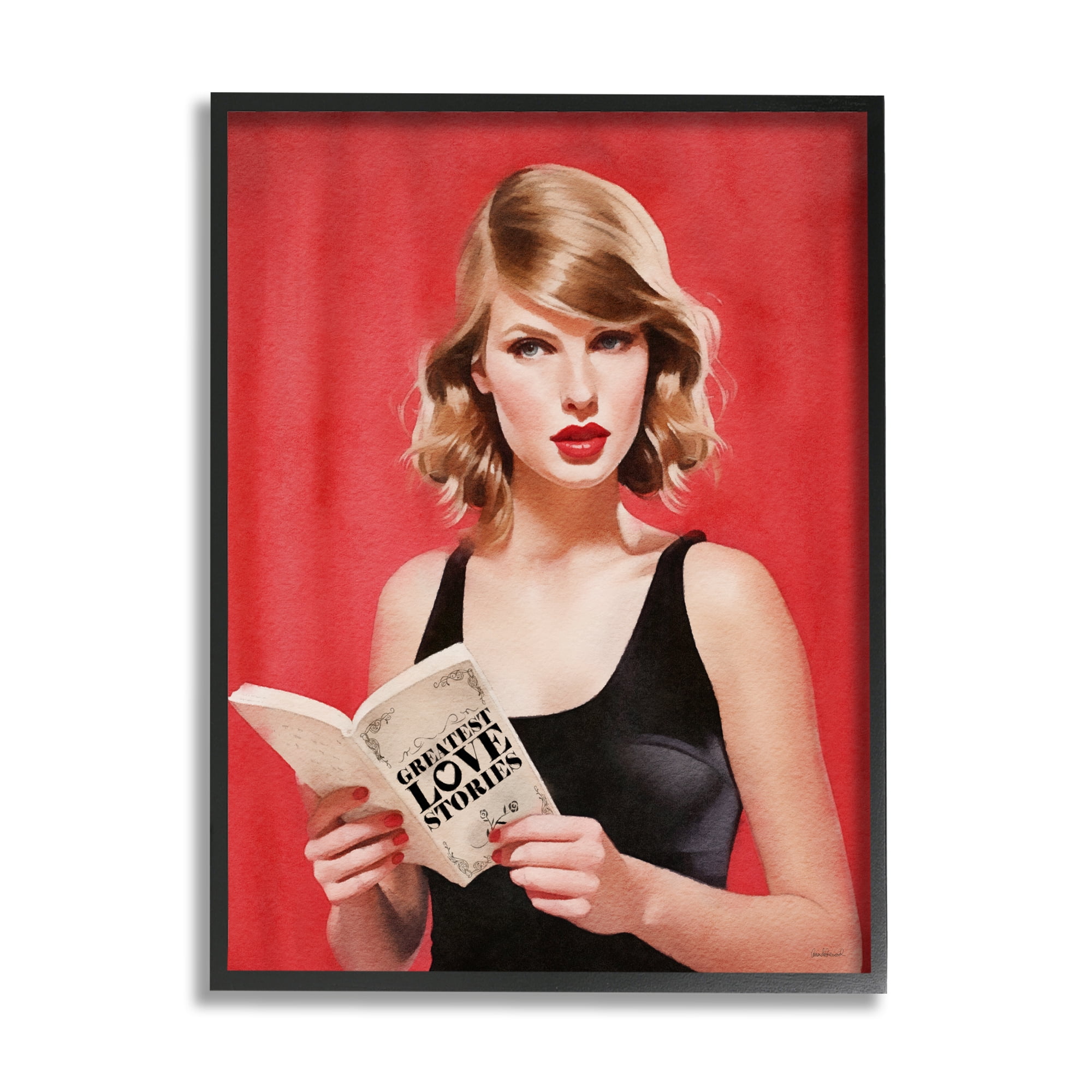 Stupell Industries Popstar Love Stories Literature & Flim Painting Black Framed Art Print Wall Art, 16 x 20