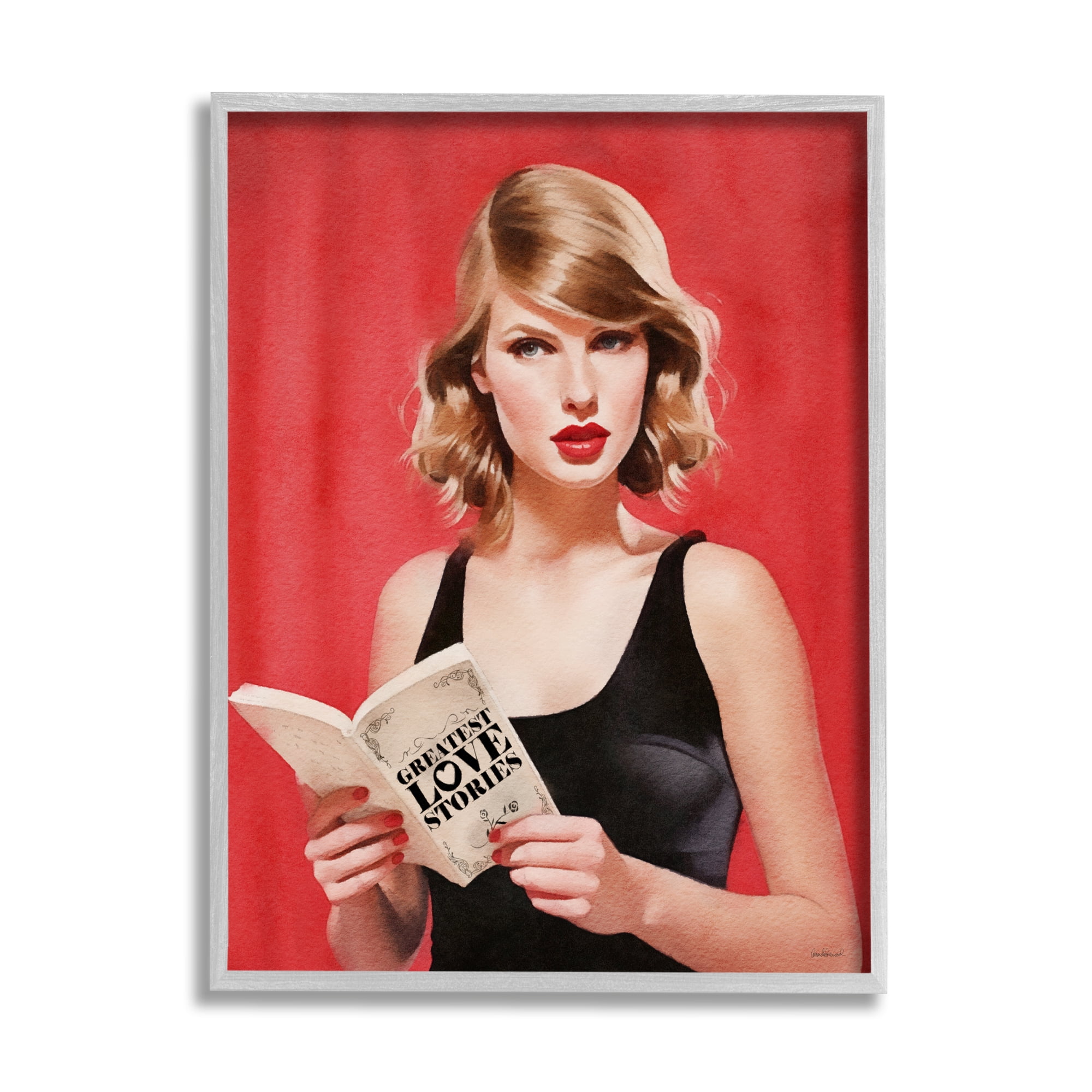 Stupell Industries Popstar Love Stories Literature & Flim Painting Gray Framed Art Print Wall Art, 16 x 20