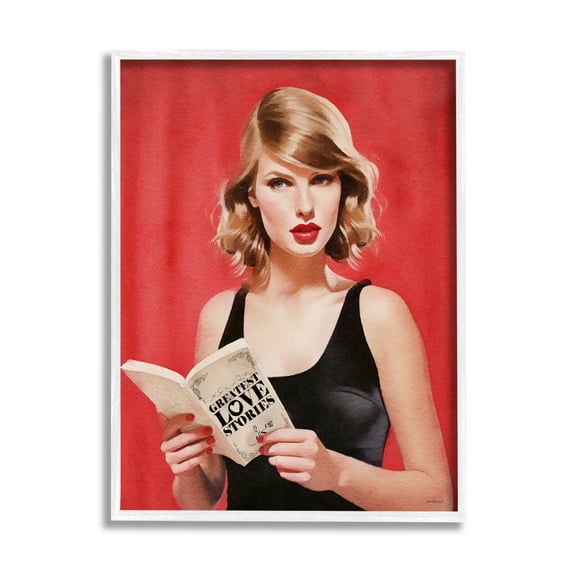 Stupell Industries Popstar Love Stories Literature & Flim Painting White Framed Art Print Wall Art, 11 x 14