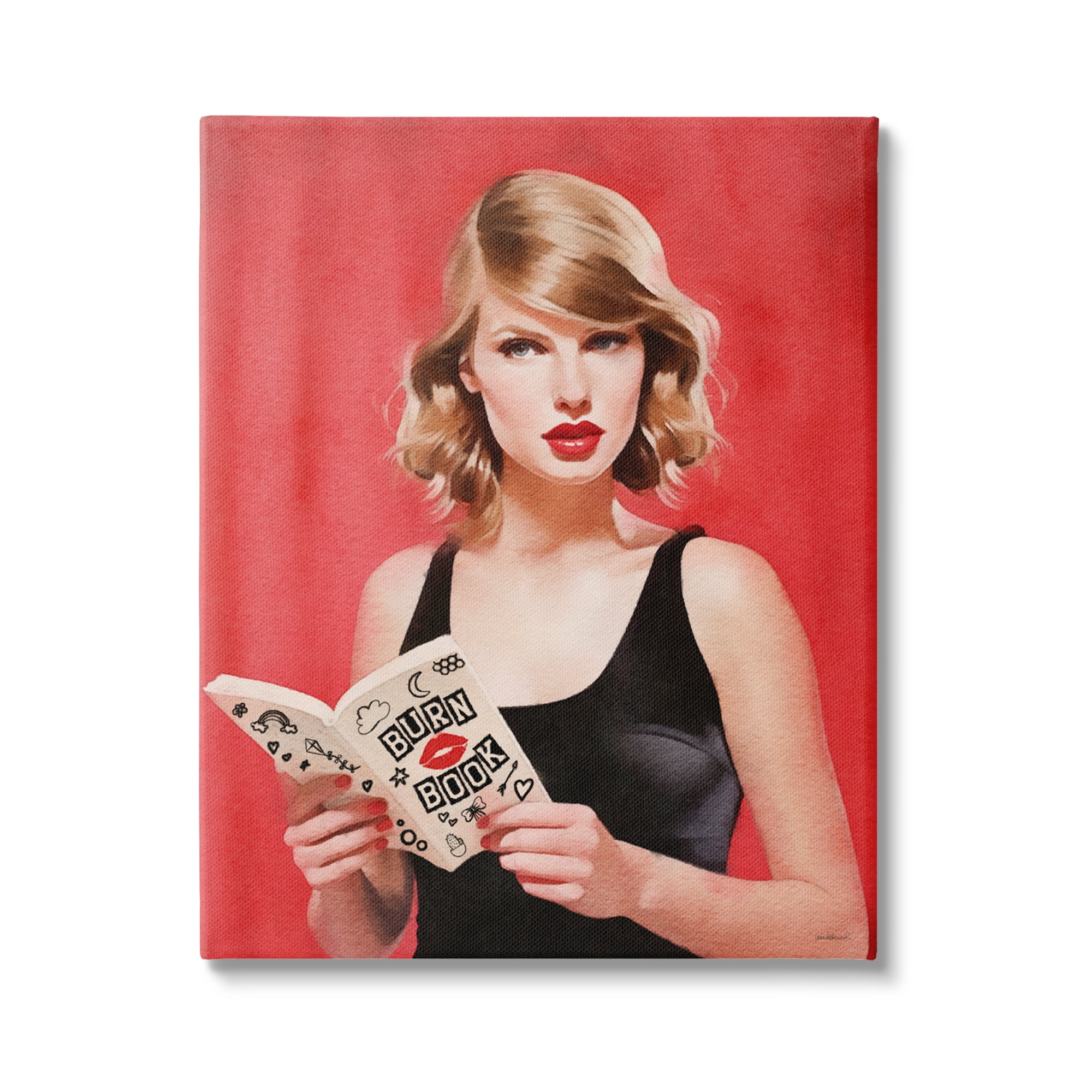 Stupell Industries Popstar Reading Book Red Literature & Flim Painting Gallery Wrapped Canvas Art Print Wall Art, 16 x 20